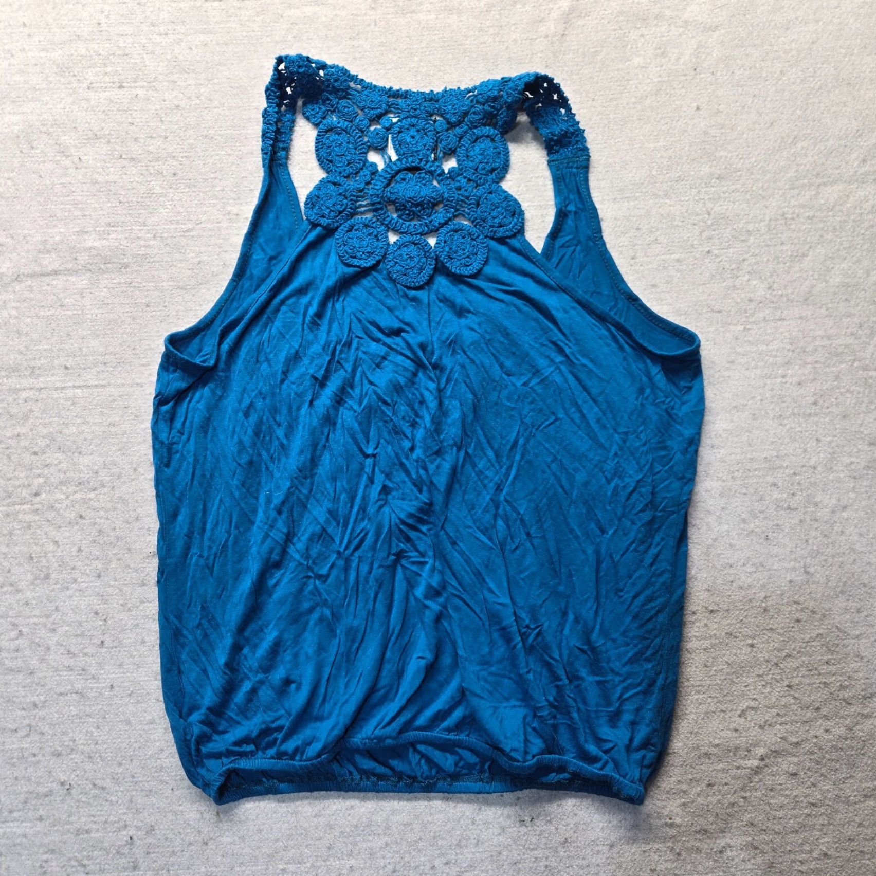 Vintage VINTAGE Living Doll Women's Tank Top Large Light Blue Lace Sleeveless Relaxed Fit Lightweight Spring Fall Winter Shirt Size L / US 10 / IT 46 - 6 Thumbnail