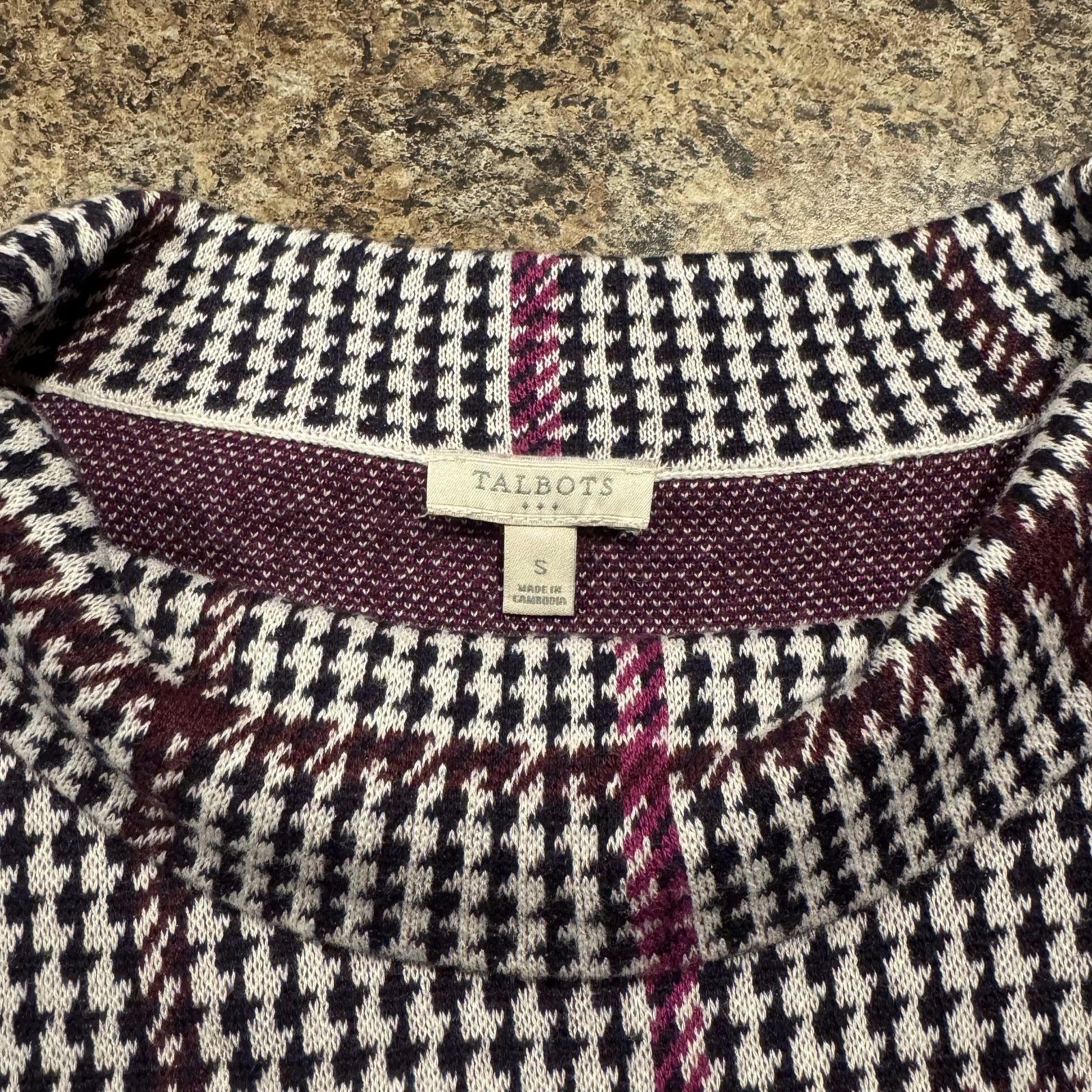 Other Talbots Sweater 3/4 Sleeve Mock Neck Houndstooth Size Small Size S / US 4 / IT 40 - 3 Thumbnail