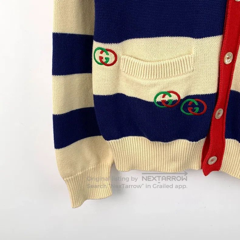 Gucci Gucci Colour block logo embroidered striped V-neck single- Size XS / US 0-2 / IT 36-38 - 4 Thumbnail