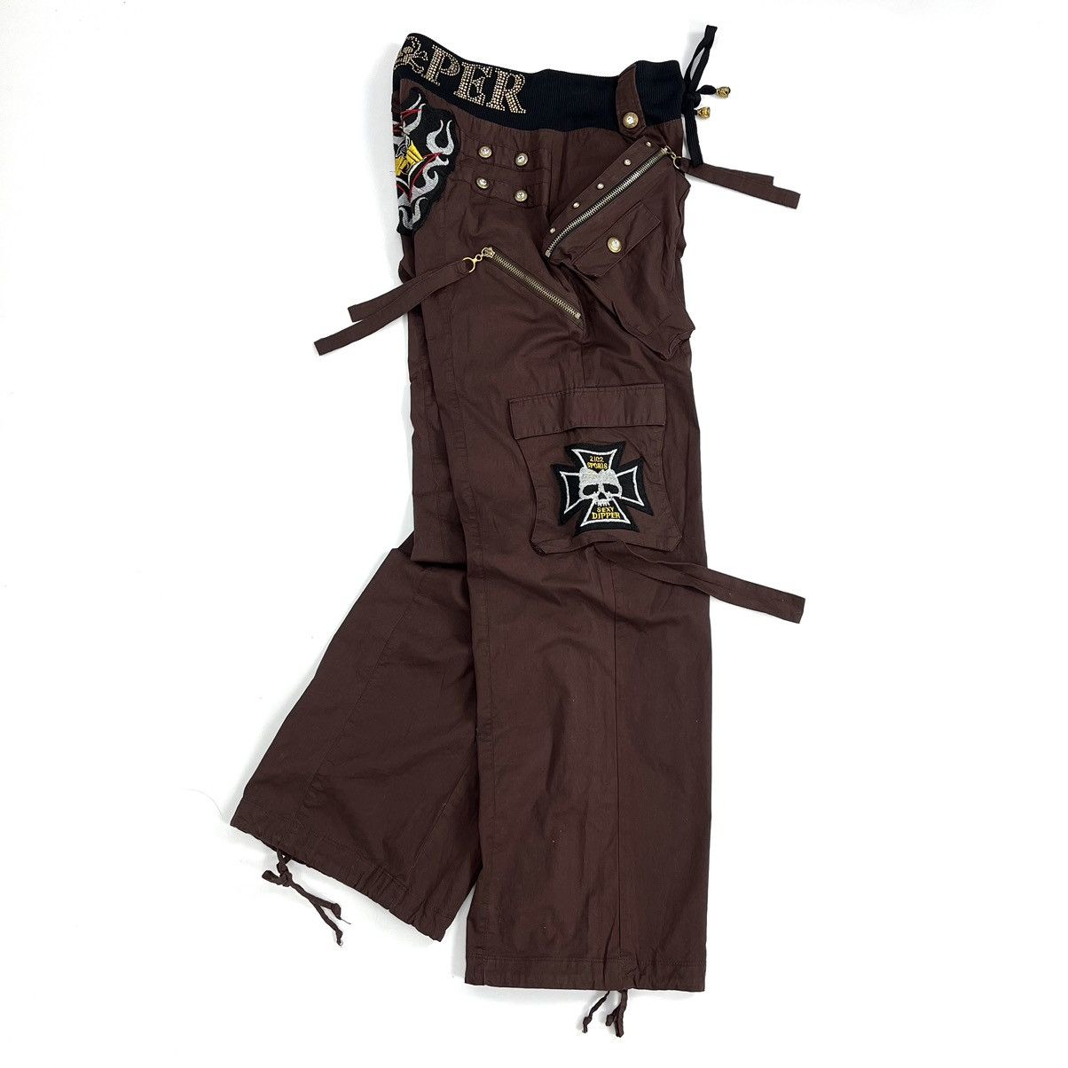 14th Addiction × KMRii × Yasuyuki Ishii Crazy Y2K Dipper Bondage Skulls Studded Multipocket Pants Size US 27 - 7 Thumbnail