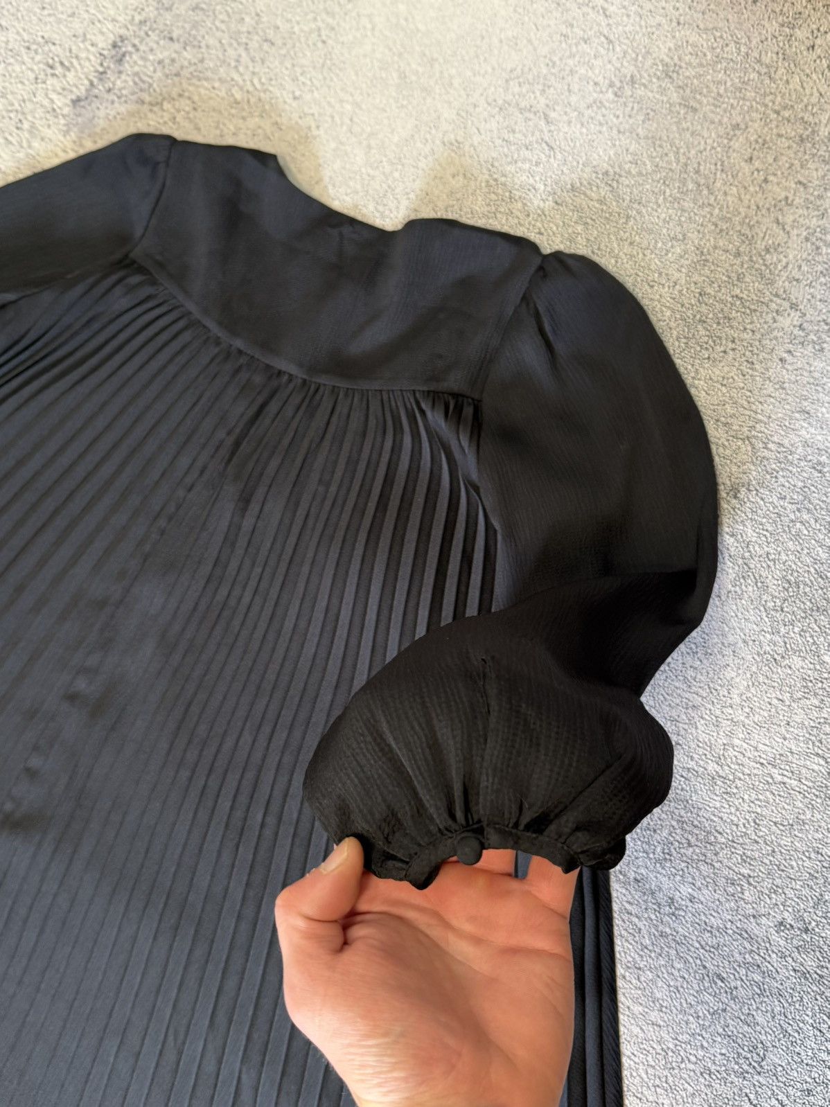 Sezane Sezane Selita Dress Black Pleated Mini Balloon Sleeve FR38 M Size S / US 4 / IT 40 - 11 Thumbnail