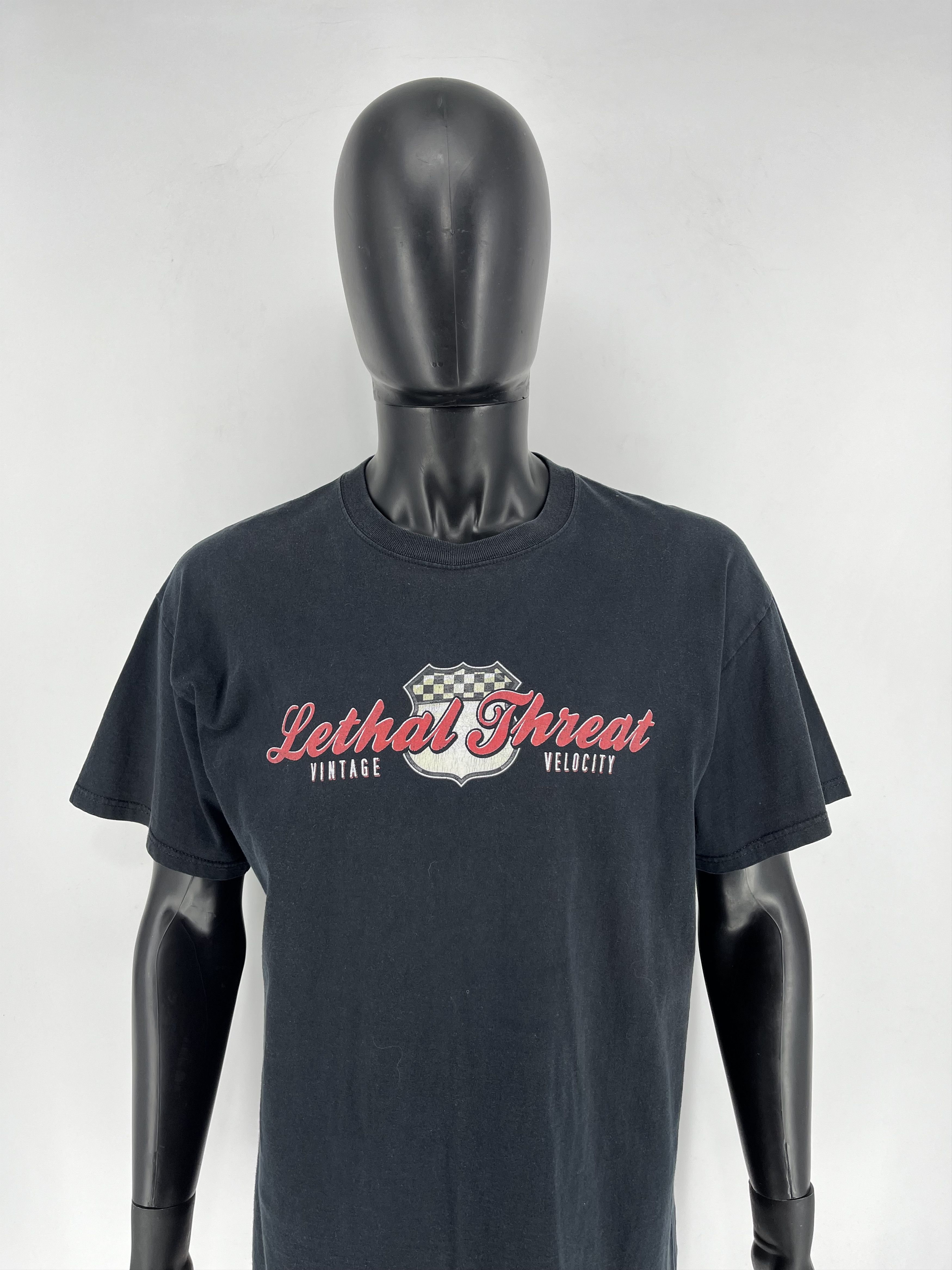 Vintage Vintage Lethal Threat Biker Shirt Black Y2K Faded Soft Tails Size US XL / EU 56 / 4 - 1 Thumbnail
