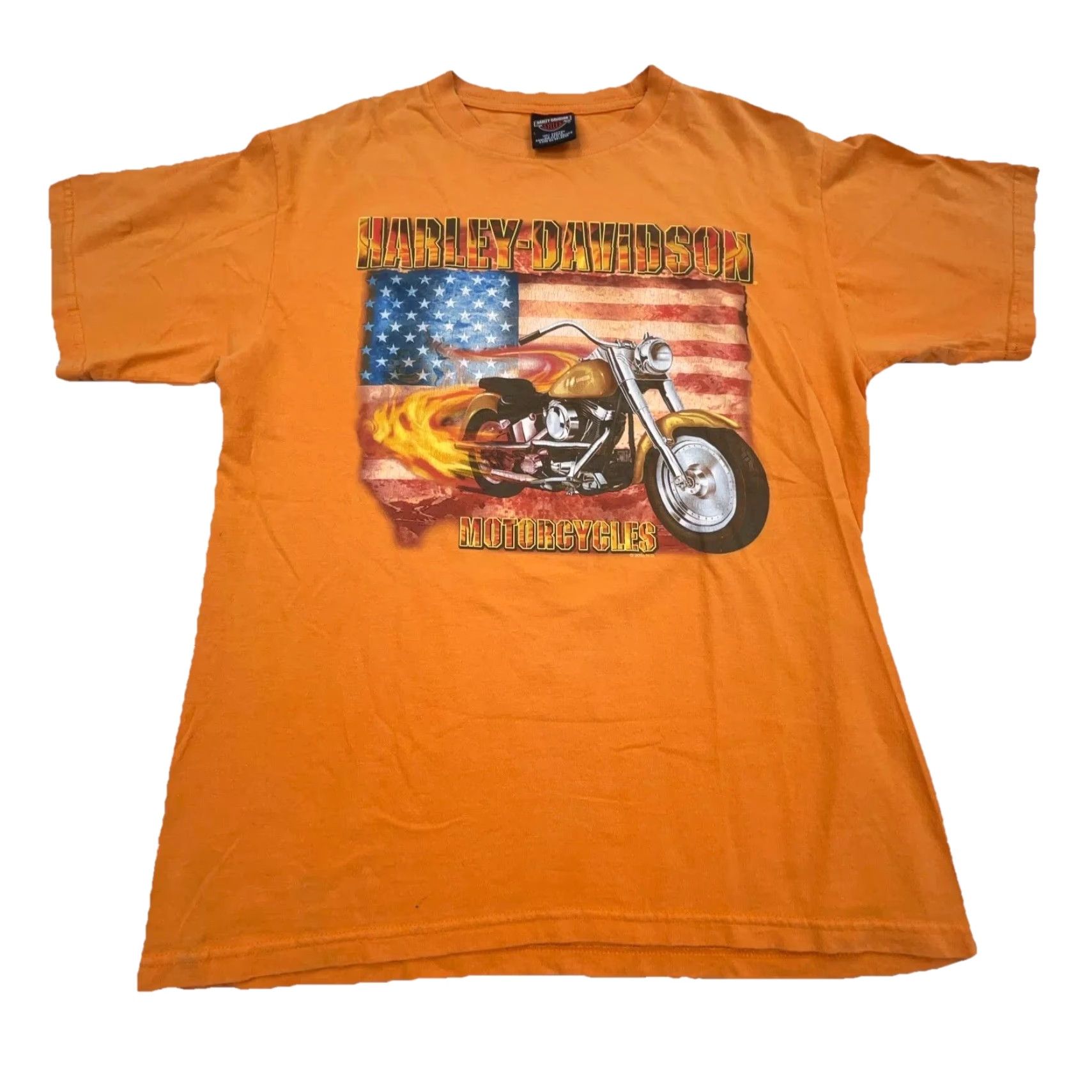 Harley Davidson VINTAGE Harley-Davidson Shirt Men Large Orange Tee Motorcycle Biker Y2K 00s RR* Size US L / EU 52-54 / 3 - 2 Thumbnail
