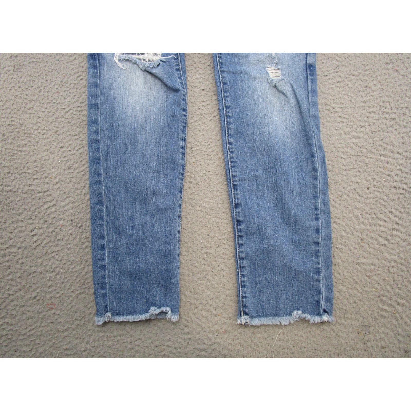 Vintage Kancan Women's Denim Skinny Jeans Size 28 Distressed Stretch Blue Raw Hem Regular Fit 5-Pocket Women Jeans Size 28" / US 6 / IT 42 - 2 Thumbnail