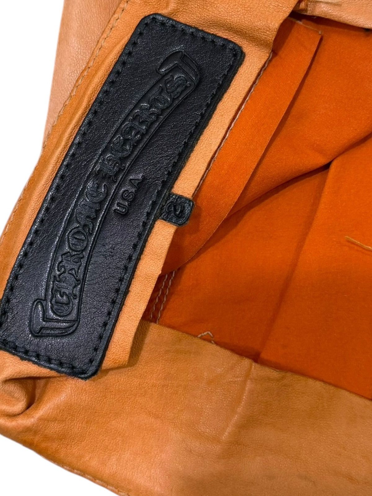 Chrome Hearts Chrome Hearts Orange Cross Flooded Leather Pants Size 26" / US 2 / IT 38 - 15 Thumbnail