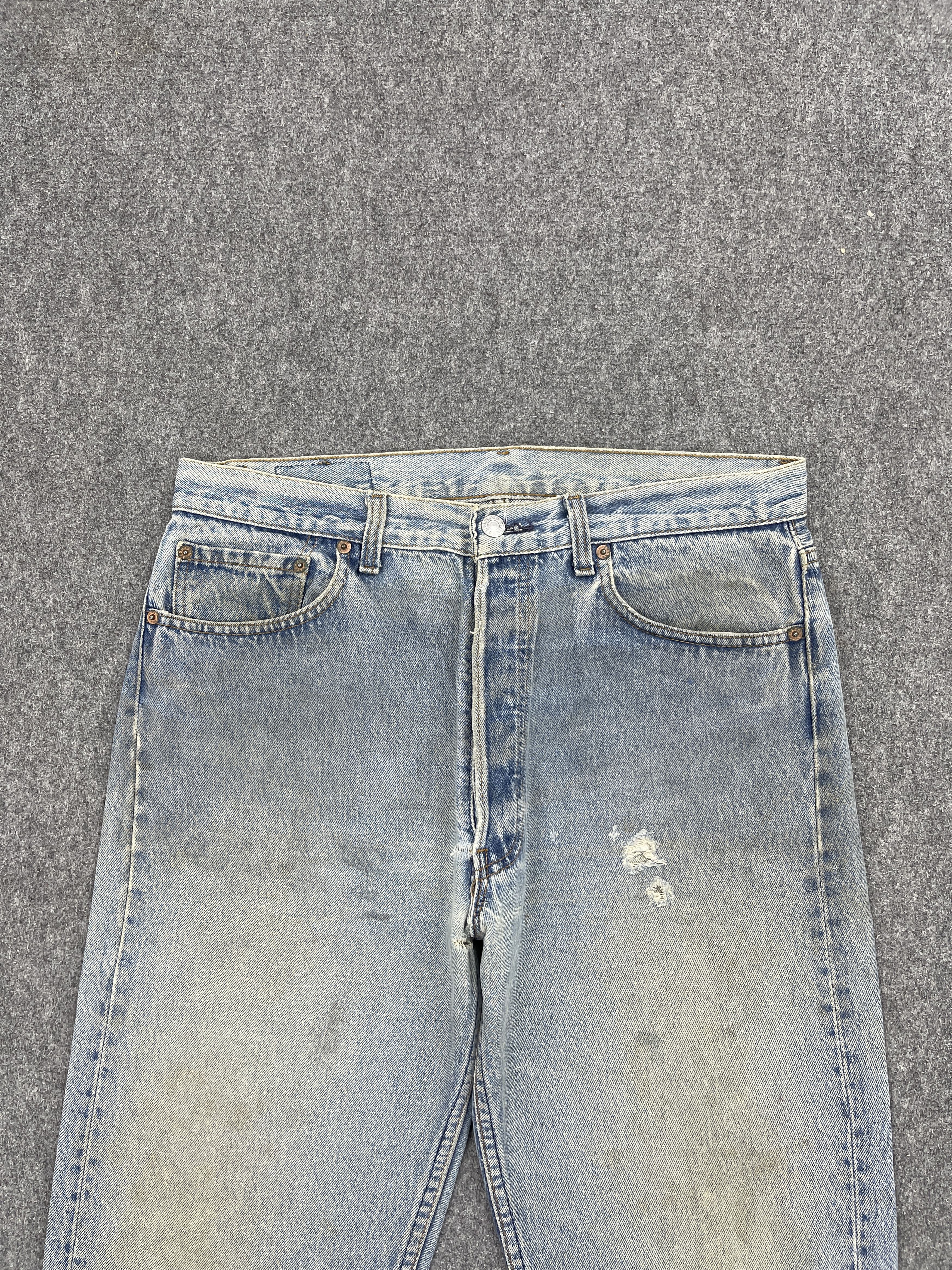 Levi's × Vintage Vintage 90s Levis 501 Light Blue Washed Jeans Size US 33 - 2 Thumbnail
