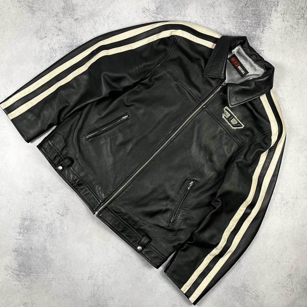 Men's Biker jacket in padded cotton with bands | Multicolor
