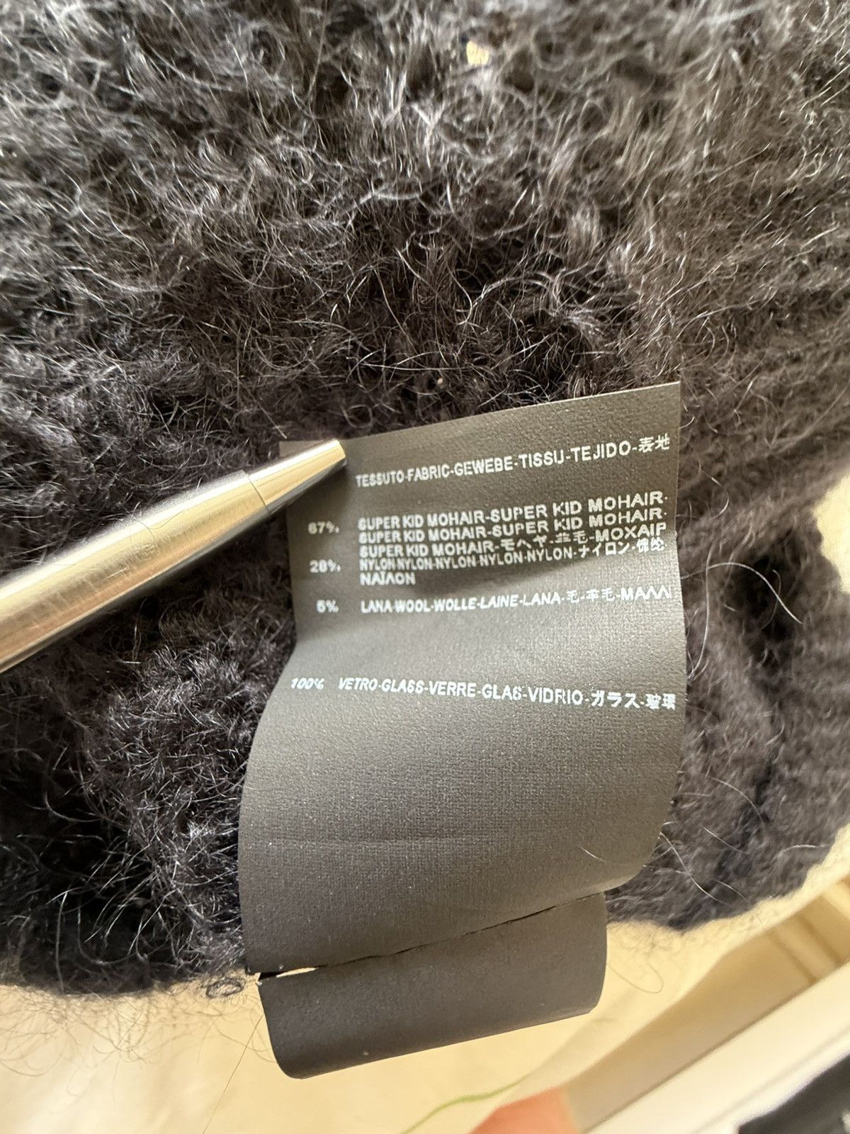 Saint Laurent Paris FW15 Saint Laurent studded mohair black cardigan glass Hedi Size US M / EU 48-50 / 2 - 25 Thumbnail