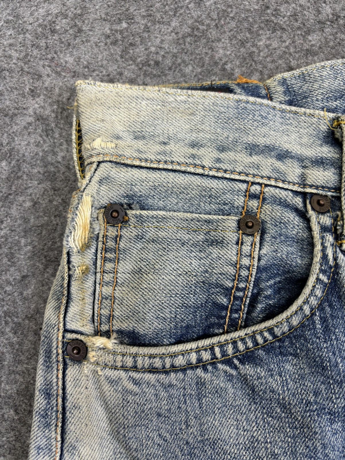 Edwin 💥Thrashed💥Vintage Edwin Wide Baggy Selvedge Denim F974 Size US 26 / EU 42 - 5 Thumbnail
