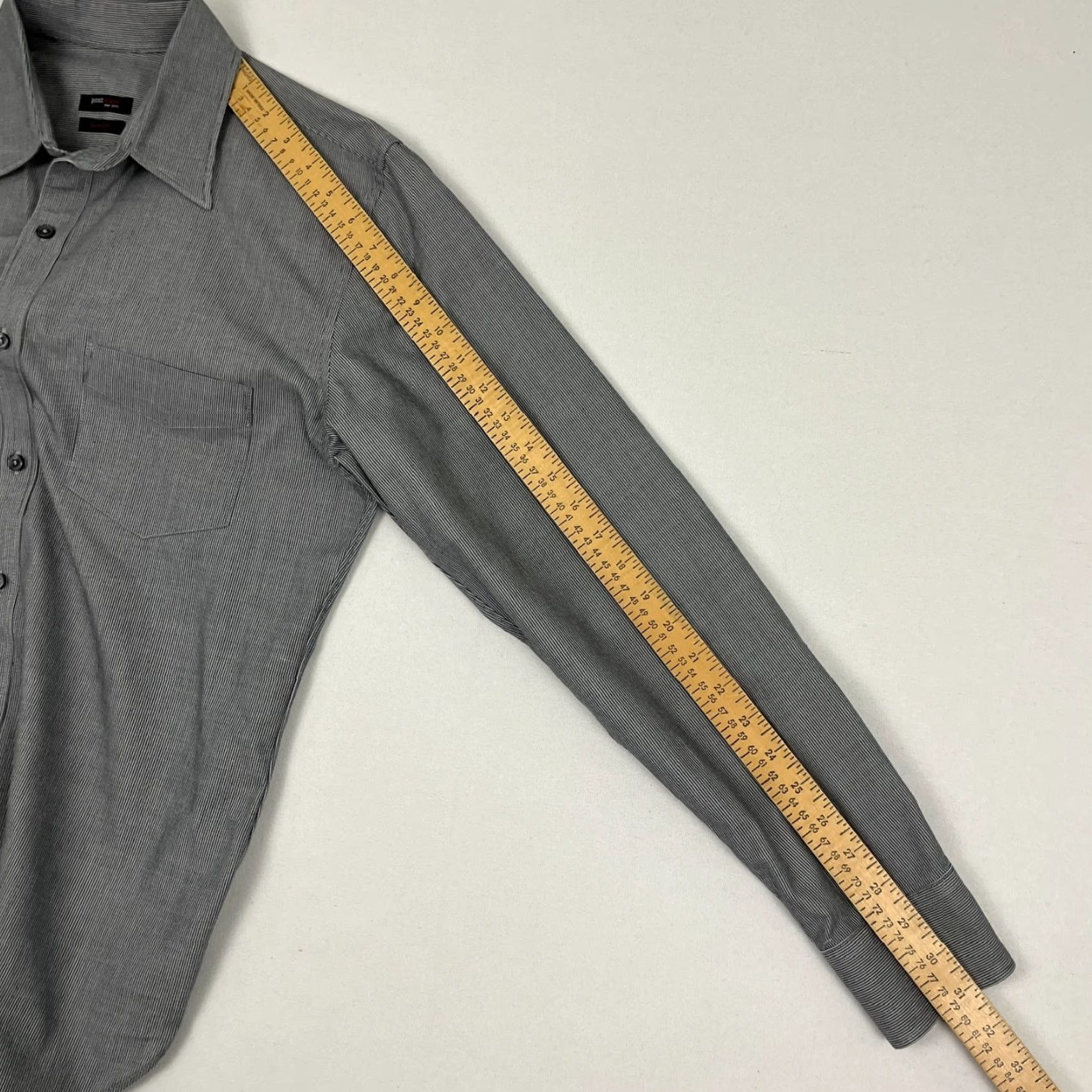 Vintage Postmarc Shirt Mens Large Slim Fit Gray Stripe Casual Work Office Button Up Size US L / EU 52-54 / 3 - 6 Thumbnail