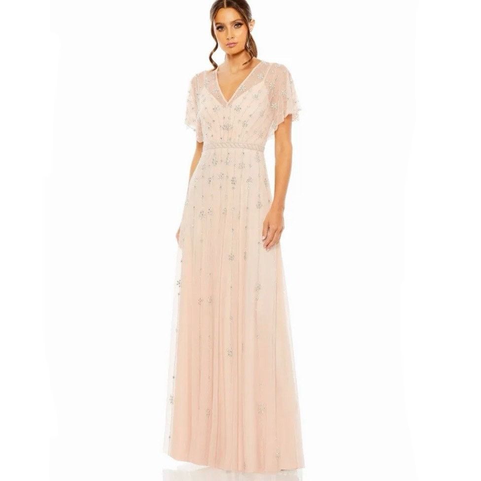 MACH & MACH Mac Duggal Pink V Neck A Line Gown maxi dress size 4 UB Size S / US 4 / IT 40 - 1 Thumbnail