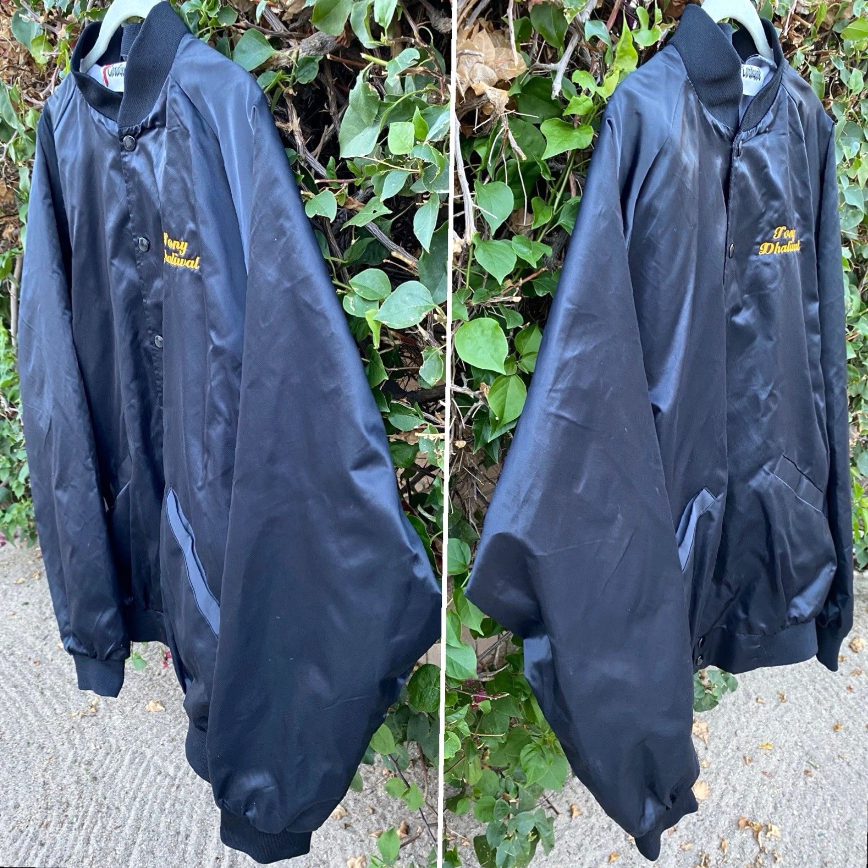 Vintage VINTAGE Cardinal Black Satin Bomber Jacket Tony Dhaliwal Trucking Size L Trucker Jacket Size US L / EU 52-54 / 3 - 3 Thumbnail