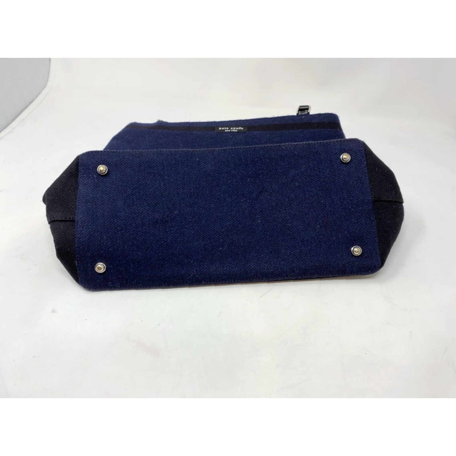 Vintage VINTAGE Kate Spade Handbag Wool Leather Blue Tote Bag Purse Made in Italy Y2K Size ONE SIZE - 6 Thumbnail
