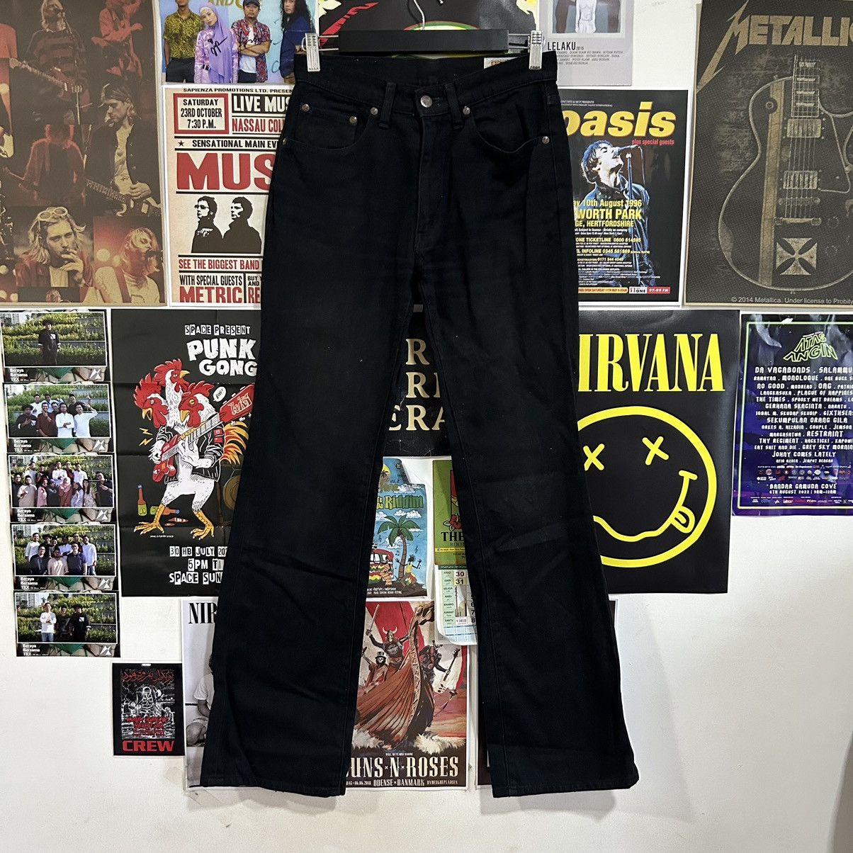 Vintage Vintage 90s Big John Flare Black Denim Size US 28 / EU 44 - 1 Thumbnail