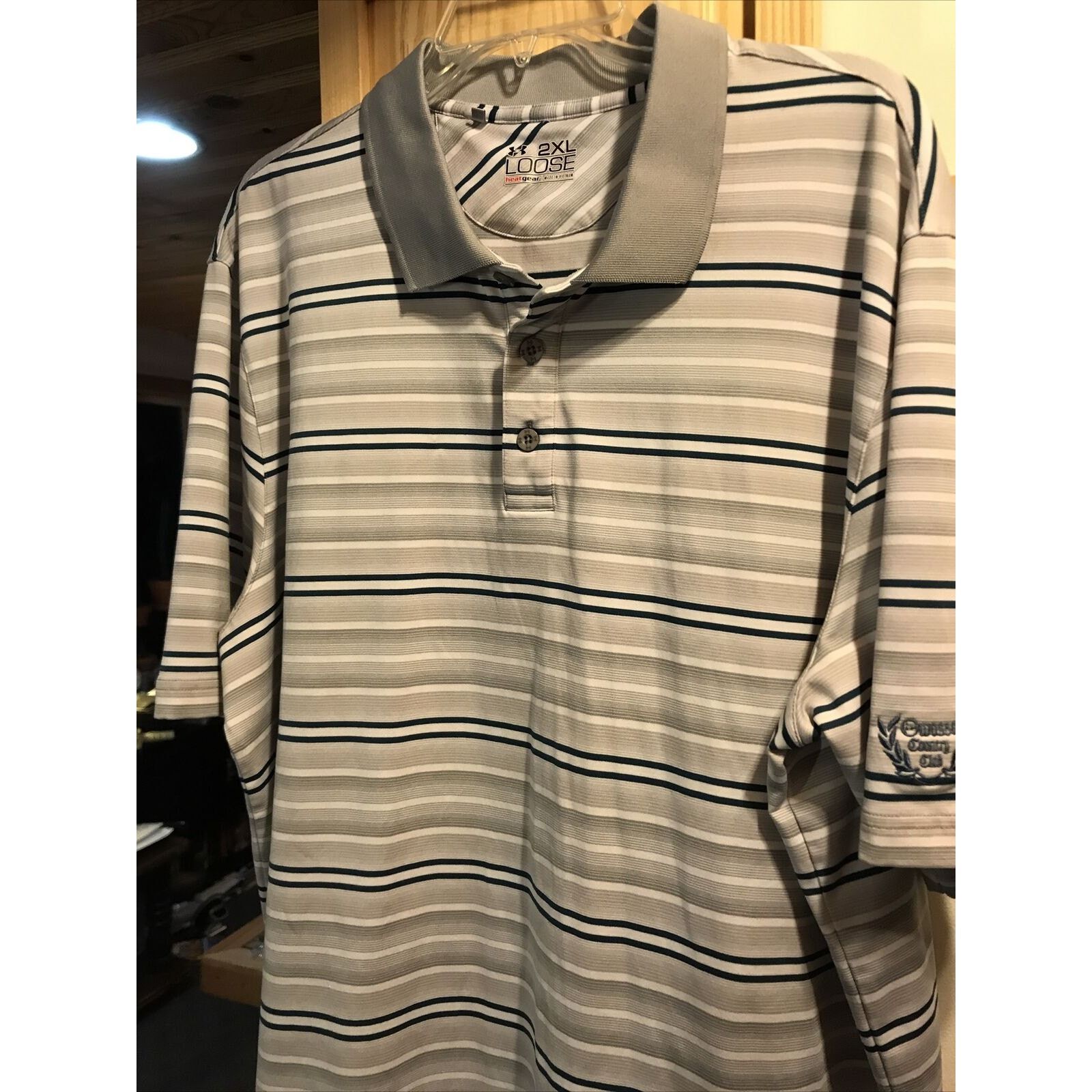 Under Armour Under Armour Heat Gear Mens XXL Striped Polyester Polo Shirt Size US XXL / EU 58 / 5 - 8 Thumbnail