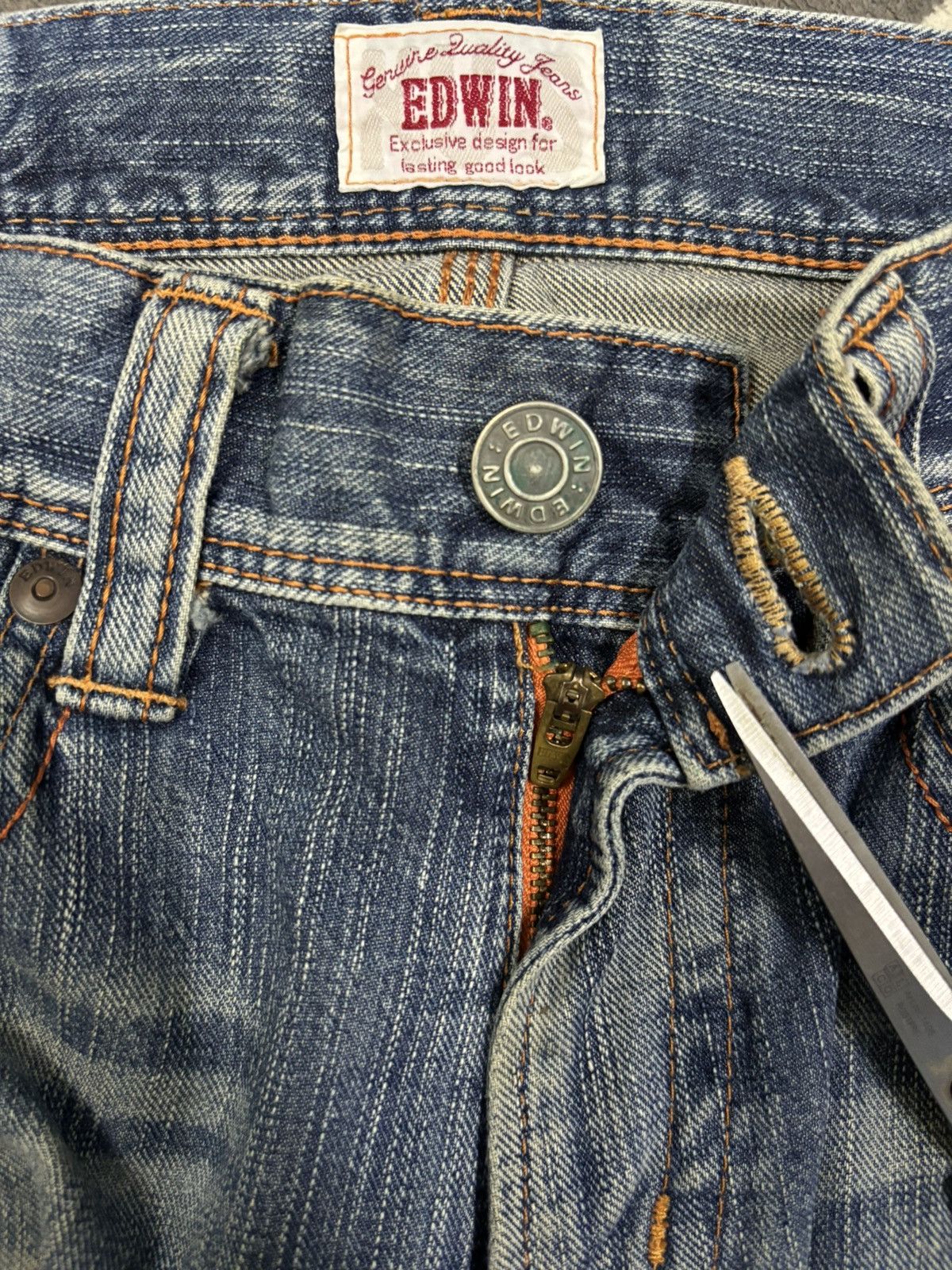 Edwin Vintage Edwin XV Buckle Back Flare Distressed Grunge Jeans Size US 31 - 16 Thumbnail