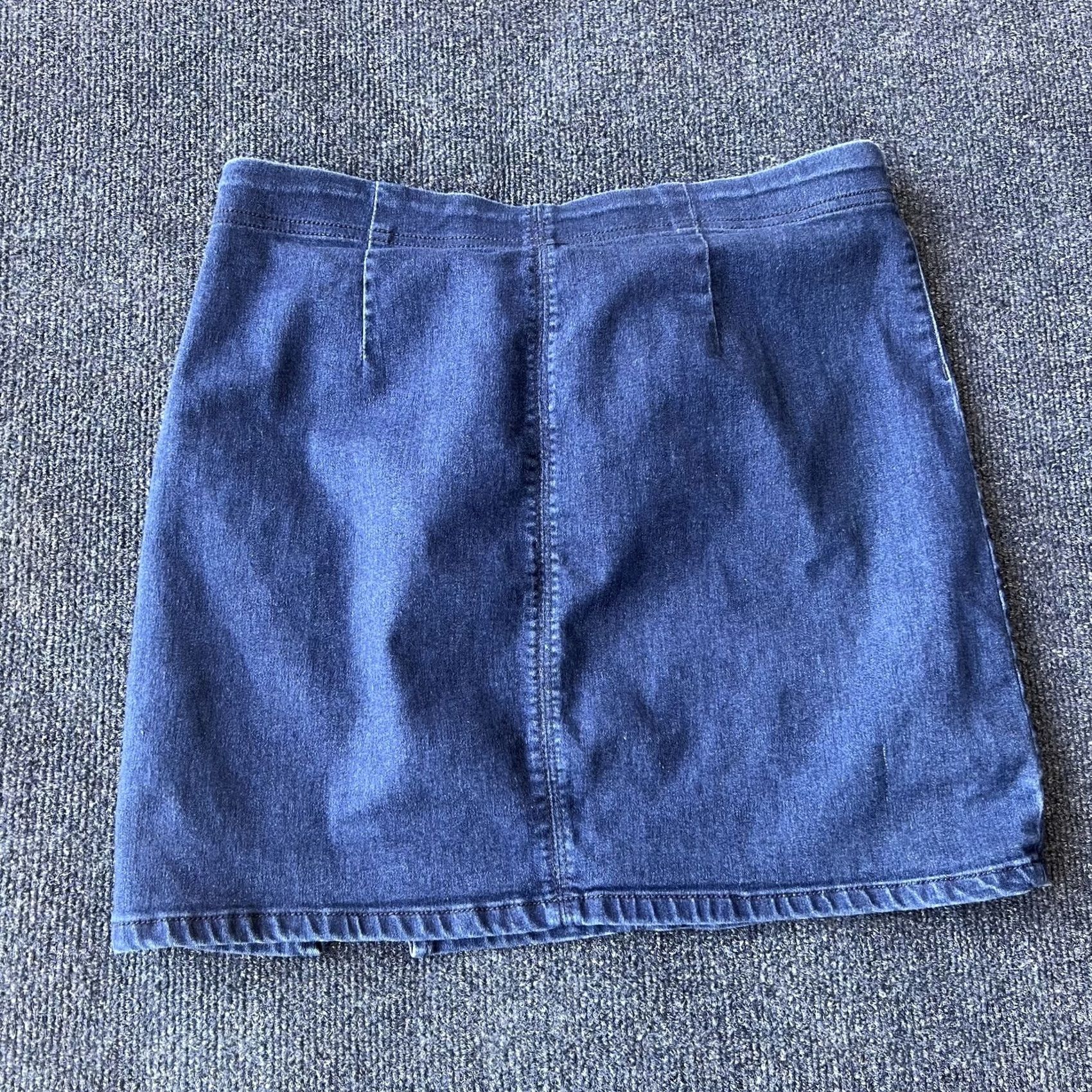 Free People VINTAGE Free People Denim Skirt Womens L Blue Mini Slit Stretch Casual Y2k Size 36" / US 14 / IT 50 - 3 Thumbnail