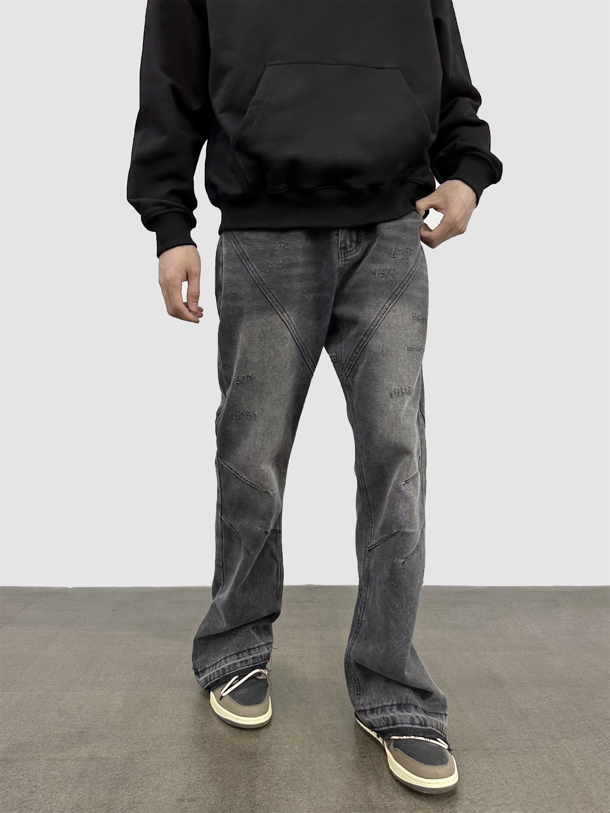 ltx washed faded damaged hiphop flared jeans