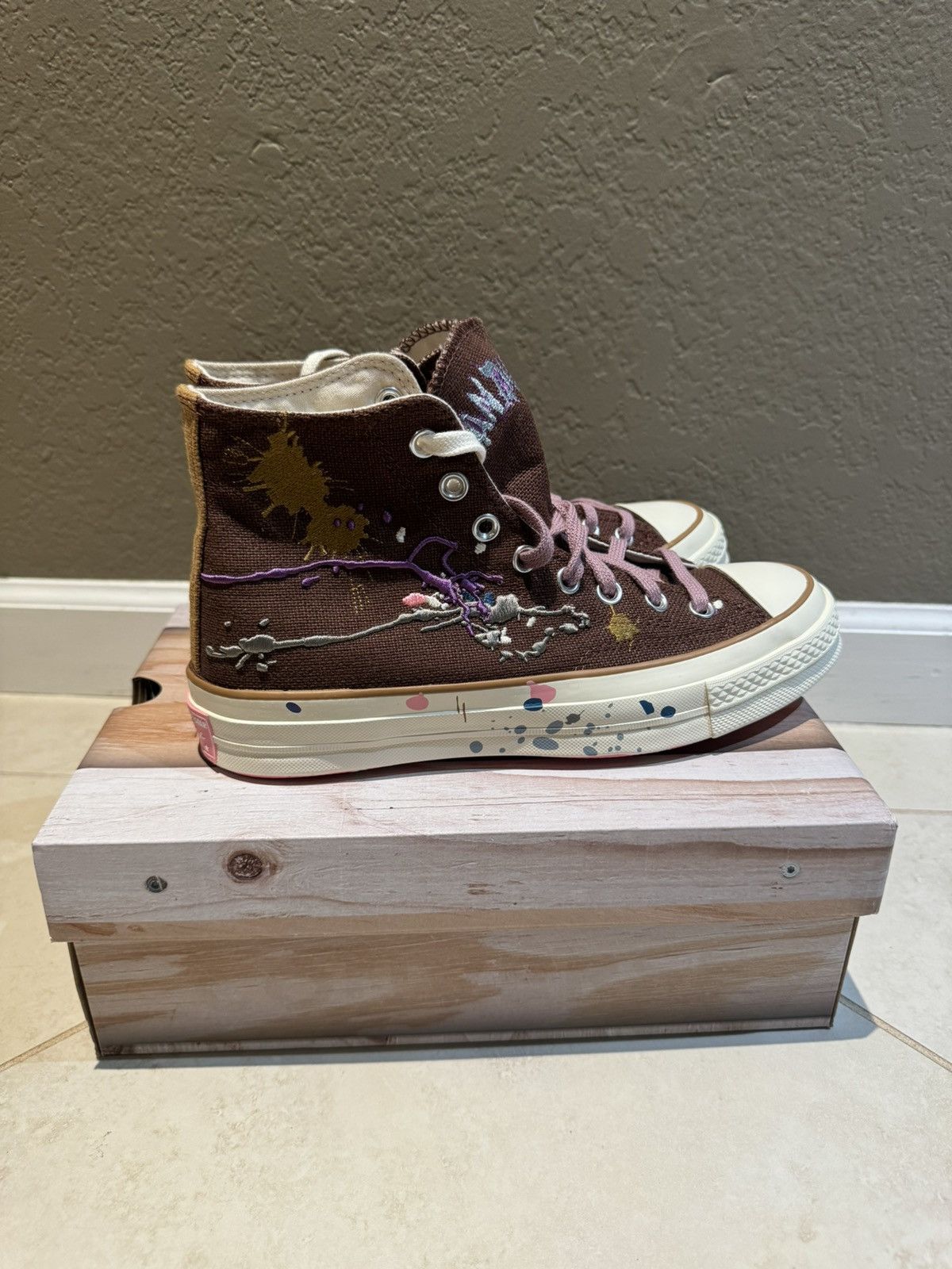 Bandulu × Converse Bandulu x Converse Brown Paint Splatter Chuck Taylor 70 High Size US 8 / EU 41 - 3 Thumbnail
