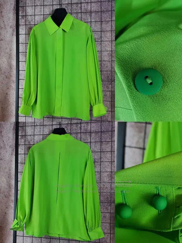 Dior Dior Silk Embroidered Green Long Sleeve Blouse . Size M / US 6-8 / IT 42-44 - 2 Thumbnail