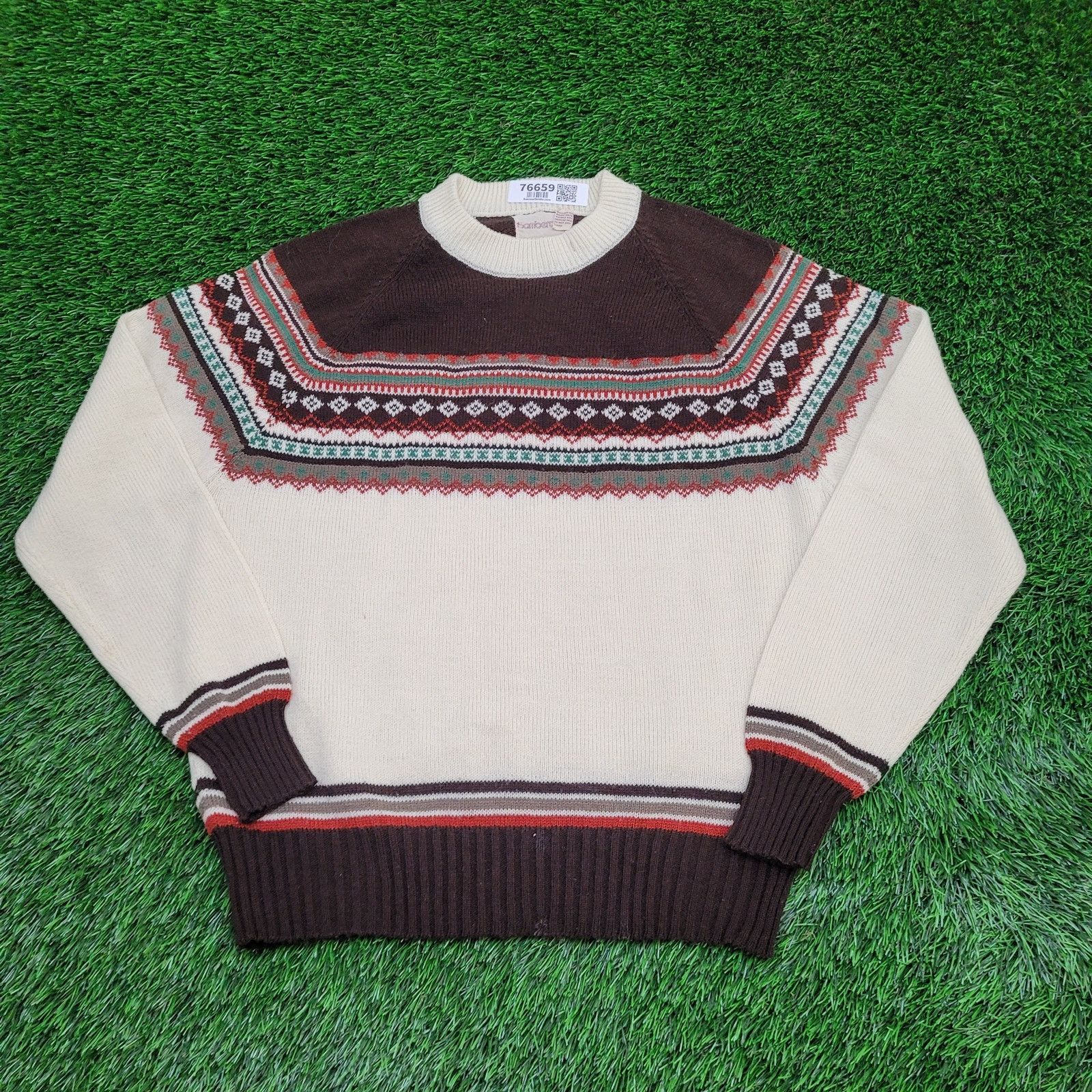 Other Vintage 80s MOD Nordic Sweater M/L 21x26 Brown Beige Size US L / EU 52-54 / 3 - 1 Thumbnail
