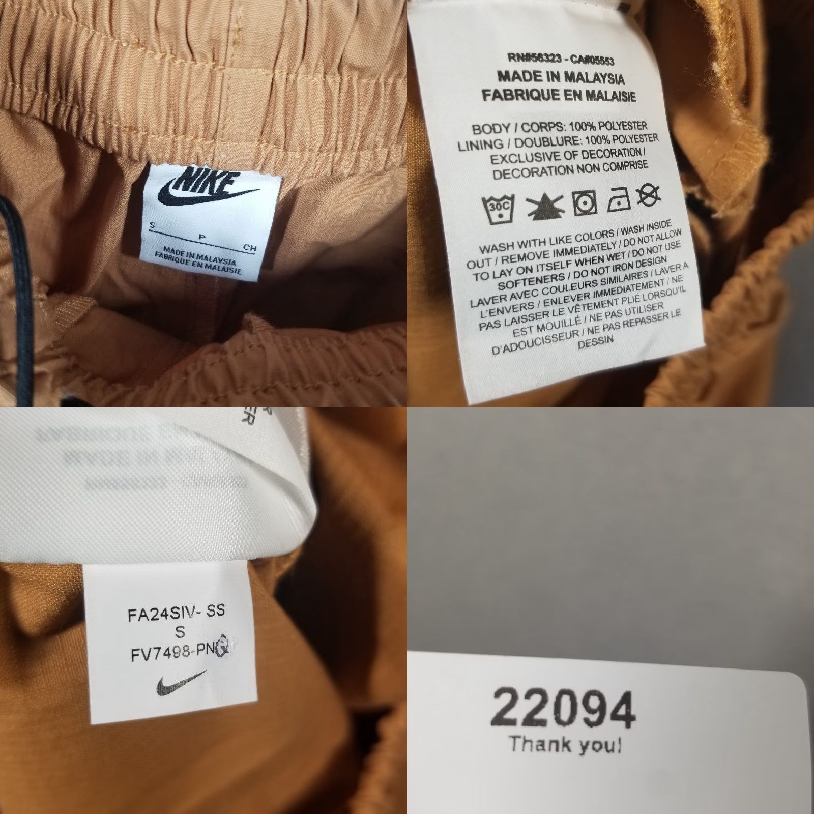 Nike VINTAGE Nike Men Cargo Shorts Activewear Casual Drawstring Pockets Brown Small 8" Inseam Size US 29 - 8 Thumbnail