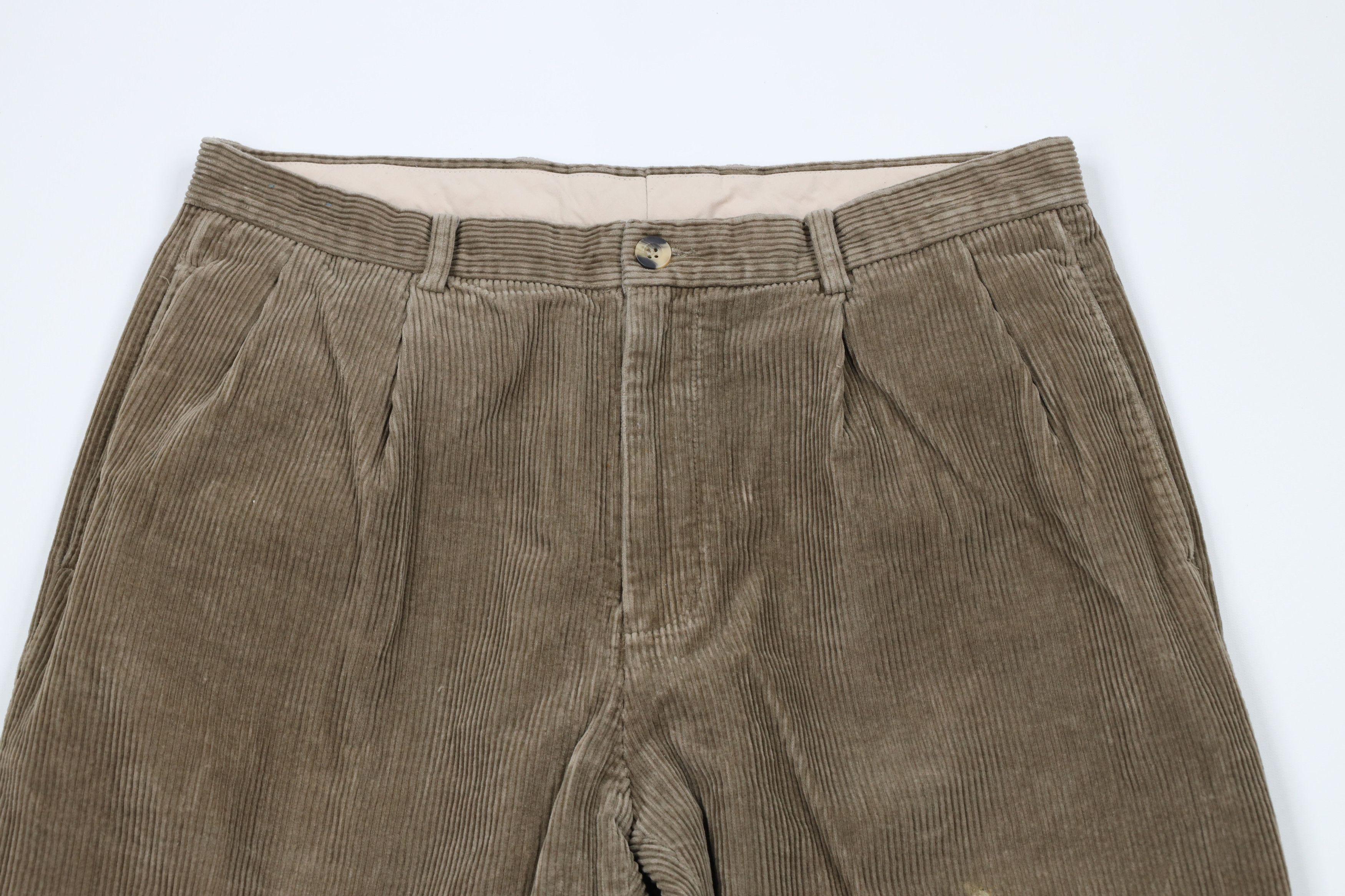 Vintage Vintage 90s Streetwear Pleated Cuffed Corduroy Chino Pants Size US 36 / EU 52 - 2 Thumbnail