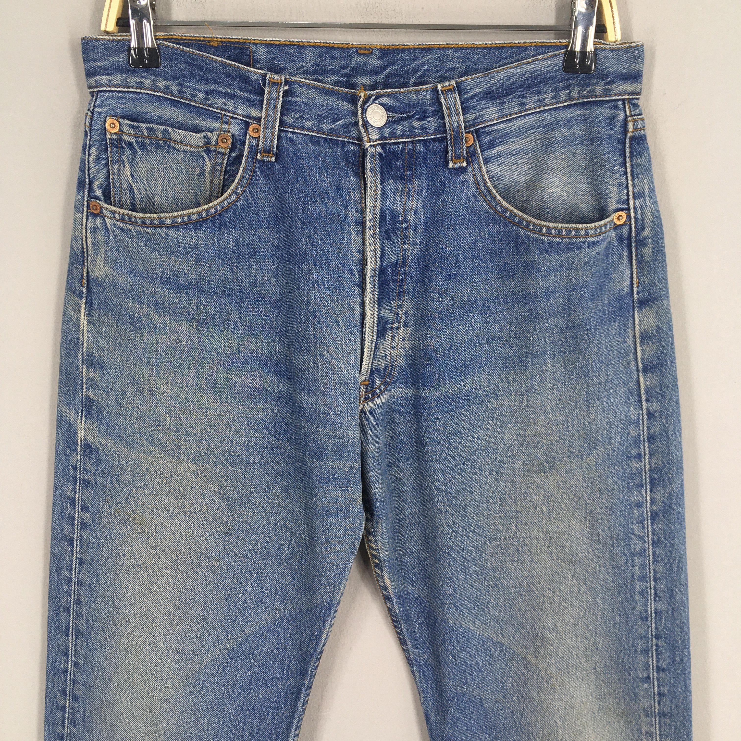 Levi's Size 30x29 Vintage 90s Levi's 501 Faded Blue Jeans Size US 30 / EU 46 - 2 Thumbnail