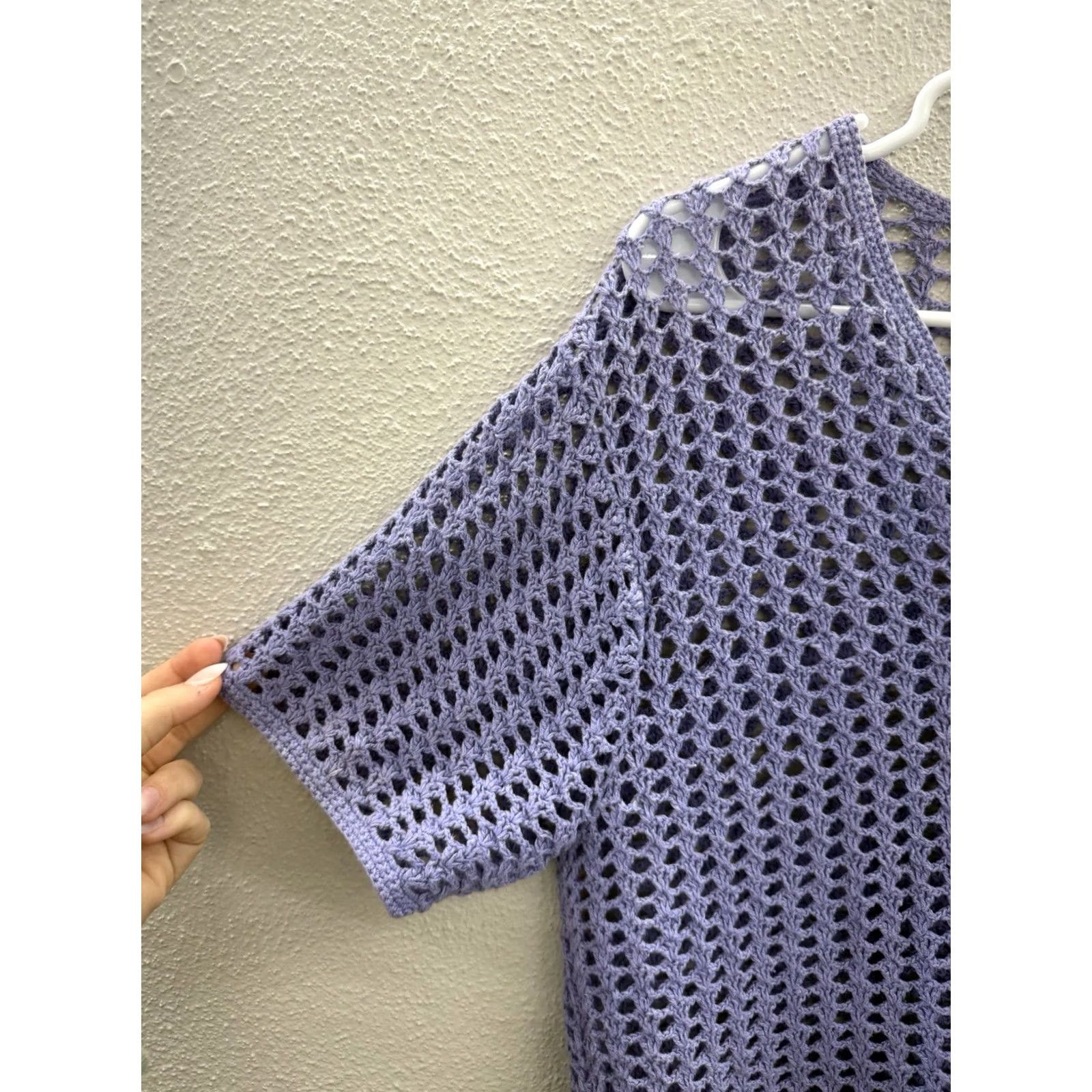 Vintage Norton McNaughton Womens Sweater Large Purple Button Up Short Sleeve Open Knit Blouse Shirt V-Neck Knit Casual Lightweight Regular Womens XS-XL Size L / US 10 / IT 46 - 2 Thumbnail