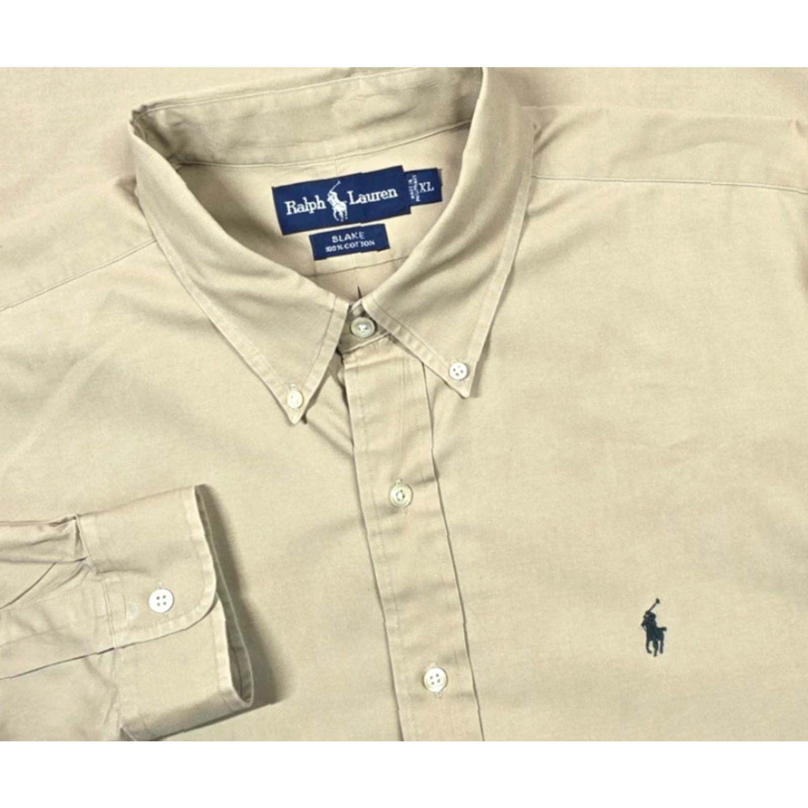 Polo Ralph Lauren VINTAGE Polo Ralph Lauren Mens Long Sleeve Shirt XL Beige Button-Up Blake Polo Ralph Lauren Blaire Shirt Size US XL / EU 56 / 4 - 2 Thumbnail