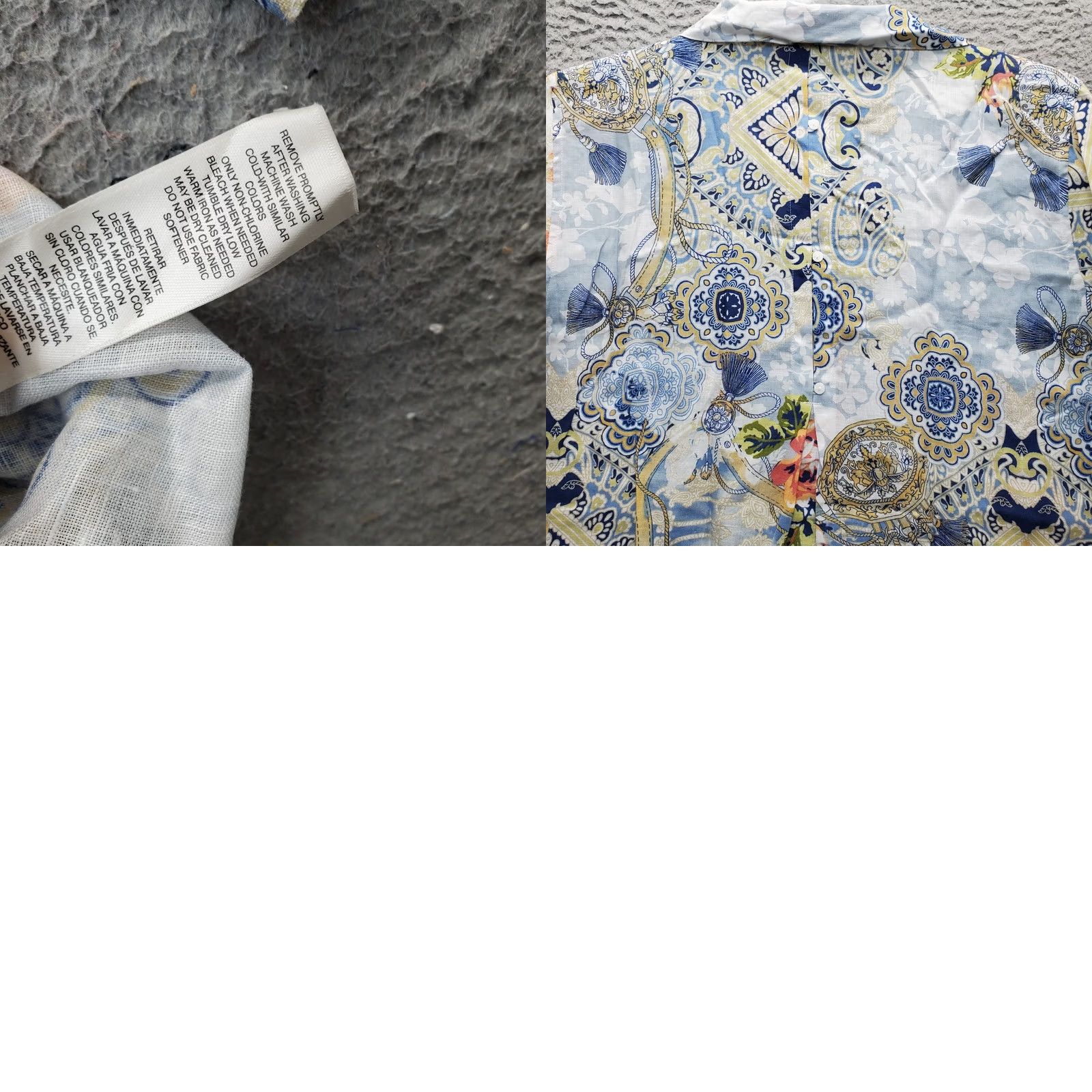 Vintage Chico's Tunic Shirt Womens Large Multi Floral Geometric Linen No Iron Button-Up Size L / US 10 / IT 46 - 8 Thumbnail