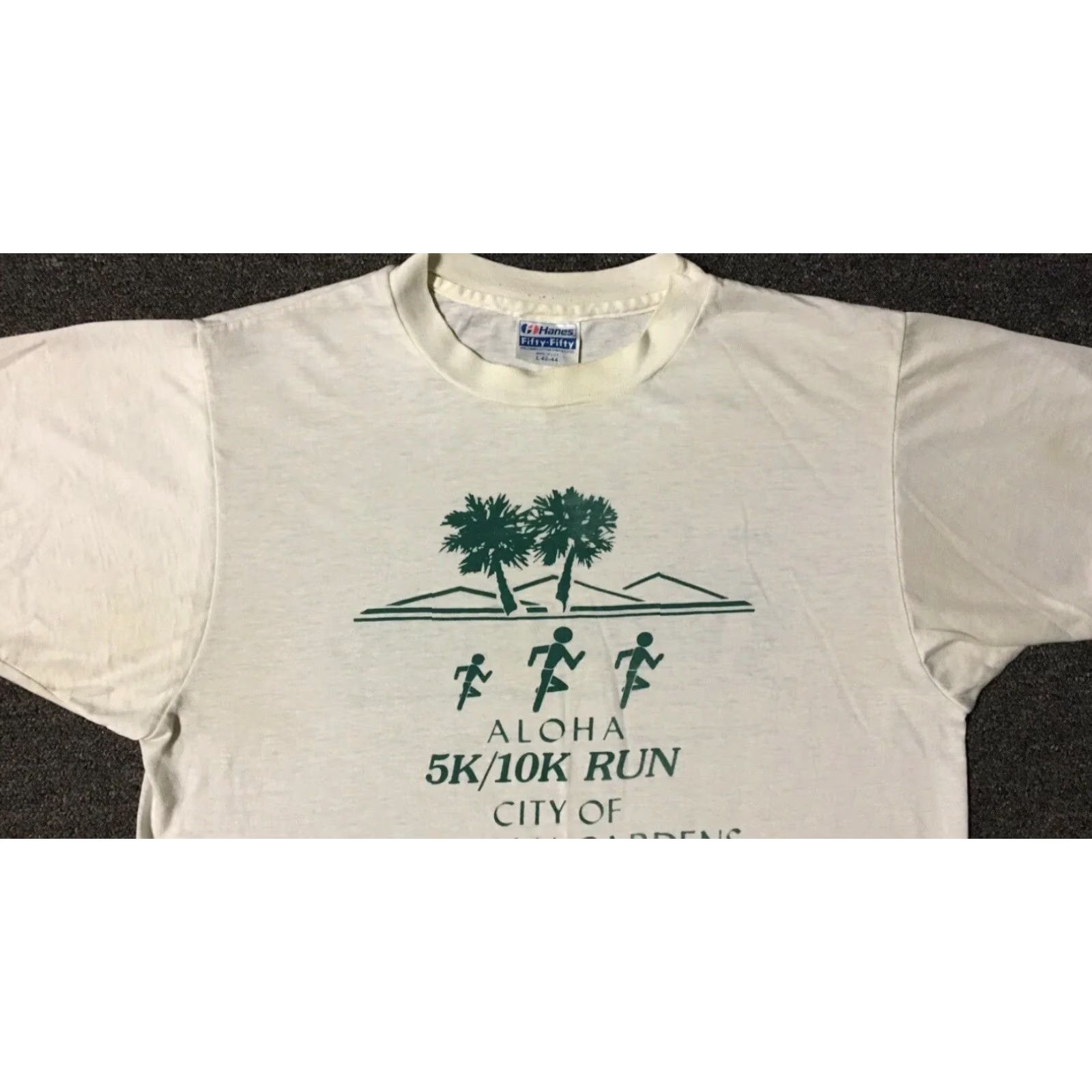 ALOHAS Vtg 80s Hawaiian Gardens Aloha Marathon Shirt S USA Track Grunge PE 90s Shirt Mens White Size US S / EU 44-46 / 1 - 7 Thumbnail