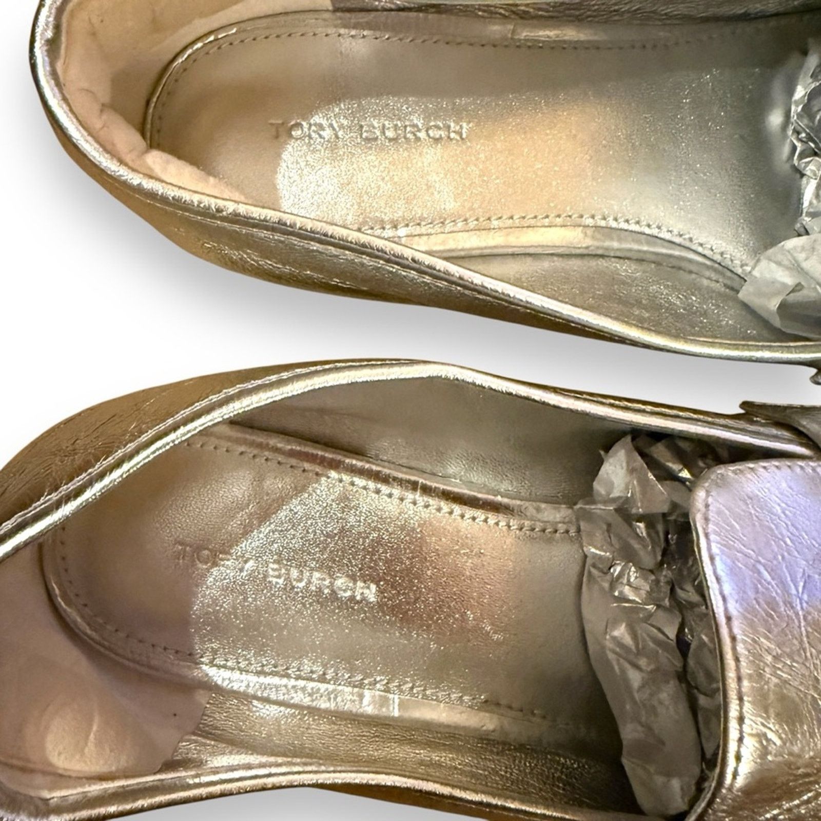 Tory Burch Tory Burch Perrine Metallic Silver Chain Leather Loafers Size US 9 / IT 39 - 8 Thumbnail