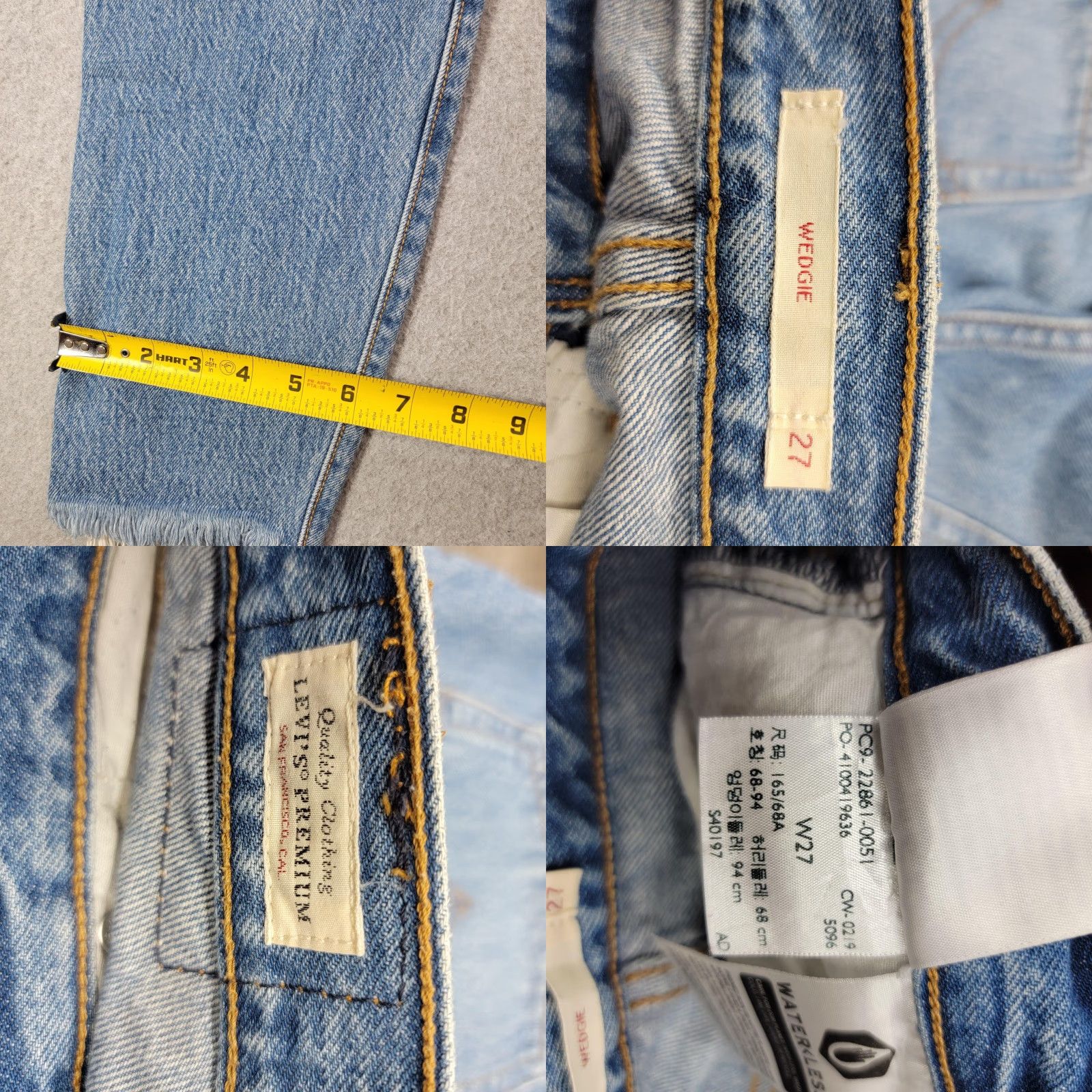 Levi's Levi's Jeans Womens 27 Blue Wedgie High Rise Button Fly Distressed Raw Hem Jeans Size 27" / US 4 / IT 40 - 9 Thumbnail