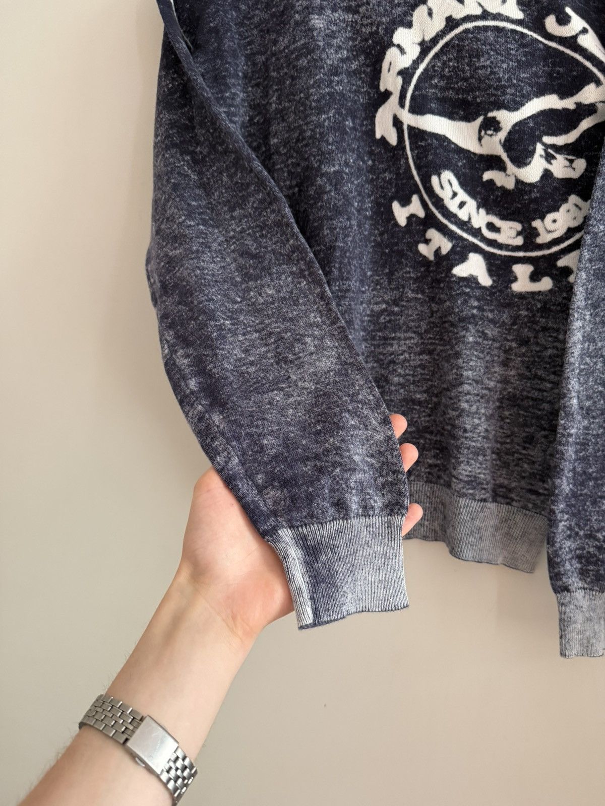 Armani Vintage Armani Jeans Graphic Knit Sweater Navy Size US M / EU 48-50 / 2 - 4 Thumbnail