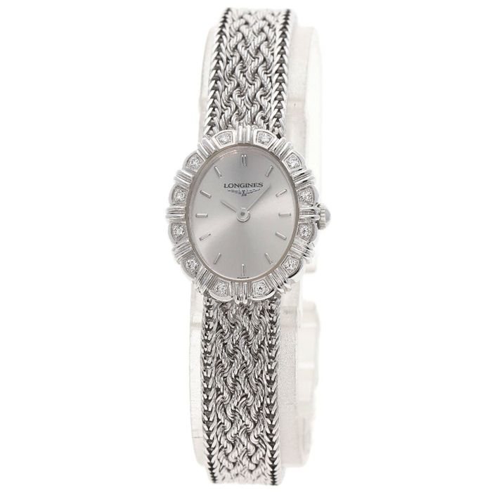 Longines Longines L7.361.7 Oval Face Diamond Watch K18 White Gold/K18WG ...