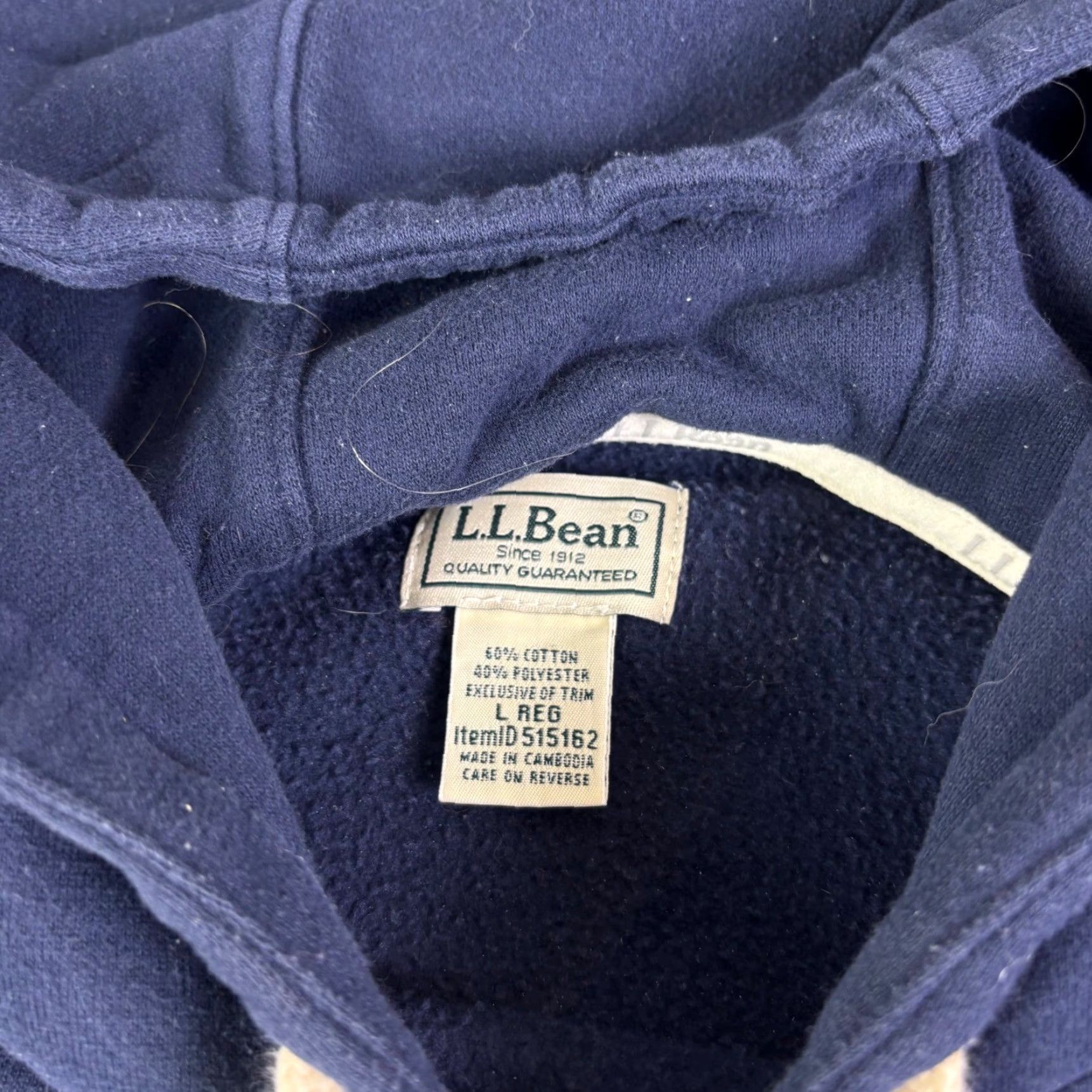 Vintage LL Bean Script Logo Hoodie Navy Blue Mens Large Pullover Fleece 515162 Size US L / EU 52-54 / 3 - 5 Thumbnail
