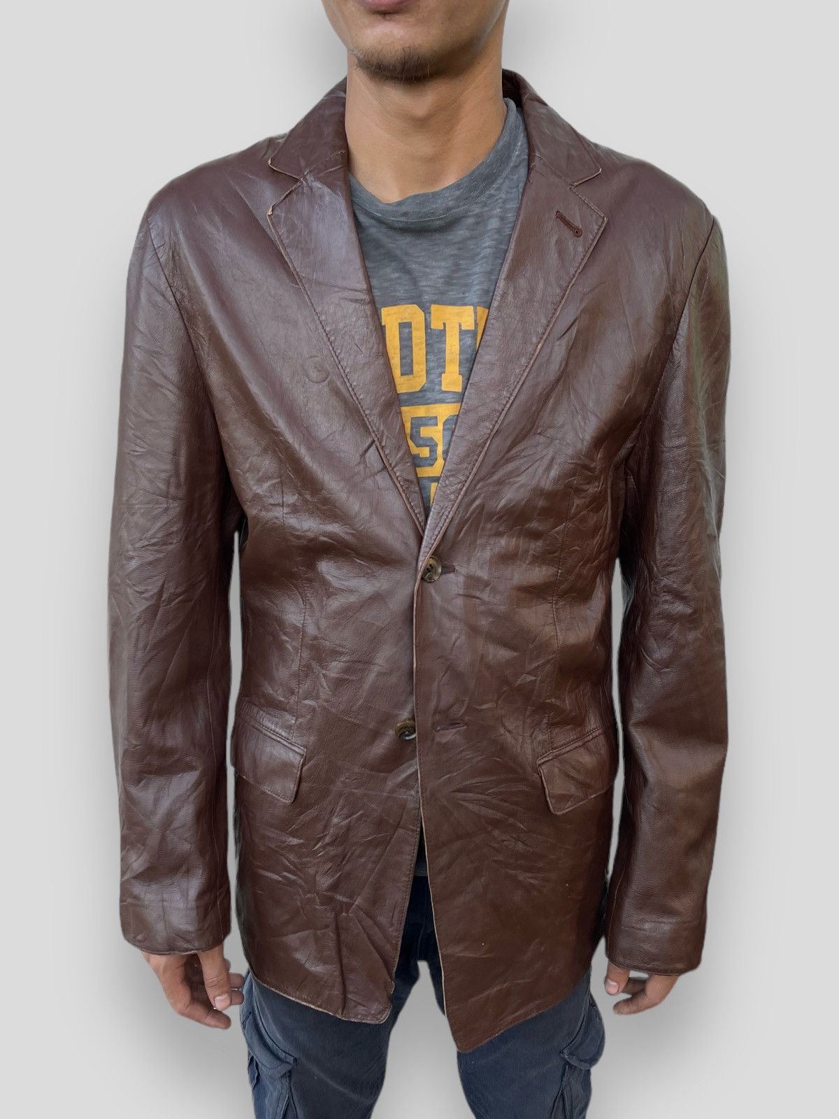 Takeo Kikuchi TAKEO KIKUCHI SHEEP SKIN LEATHER COAT Size US L / EU 52-54 / 3 - 2 Thumbnail