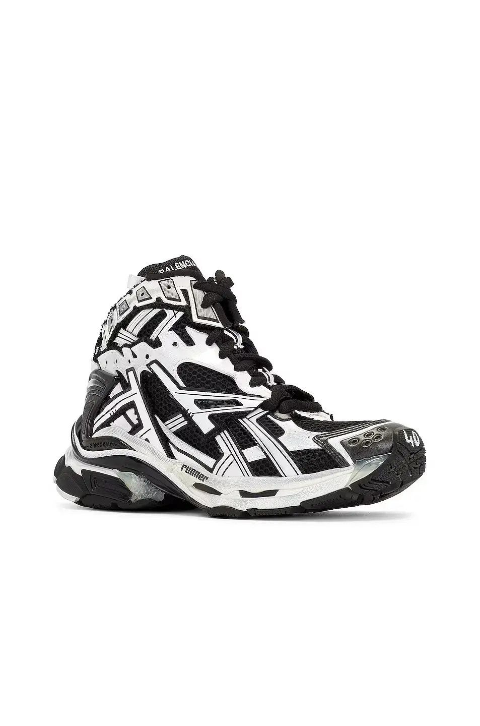 Balenciaga o1in1g0824 Runner High Top Sneaker in Black/White Size US 13 / EU 46 - 2 Thumbnail