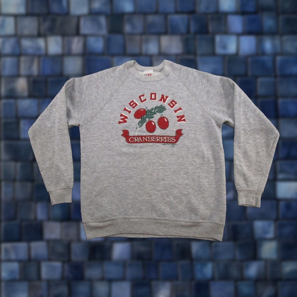 Vintage Vintage Wisconsin Cranberries Raglan Sweatshirt Crewneck 1988 Read Mens M Gray All Seasons Hooded 80s Sports Sweatshirt Size US M / EU 48-50 / 2 - 1 Thumbnail