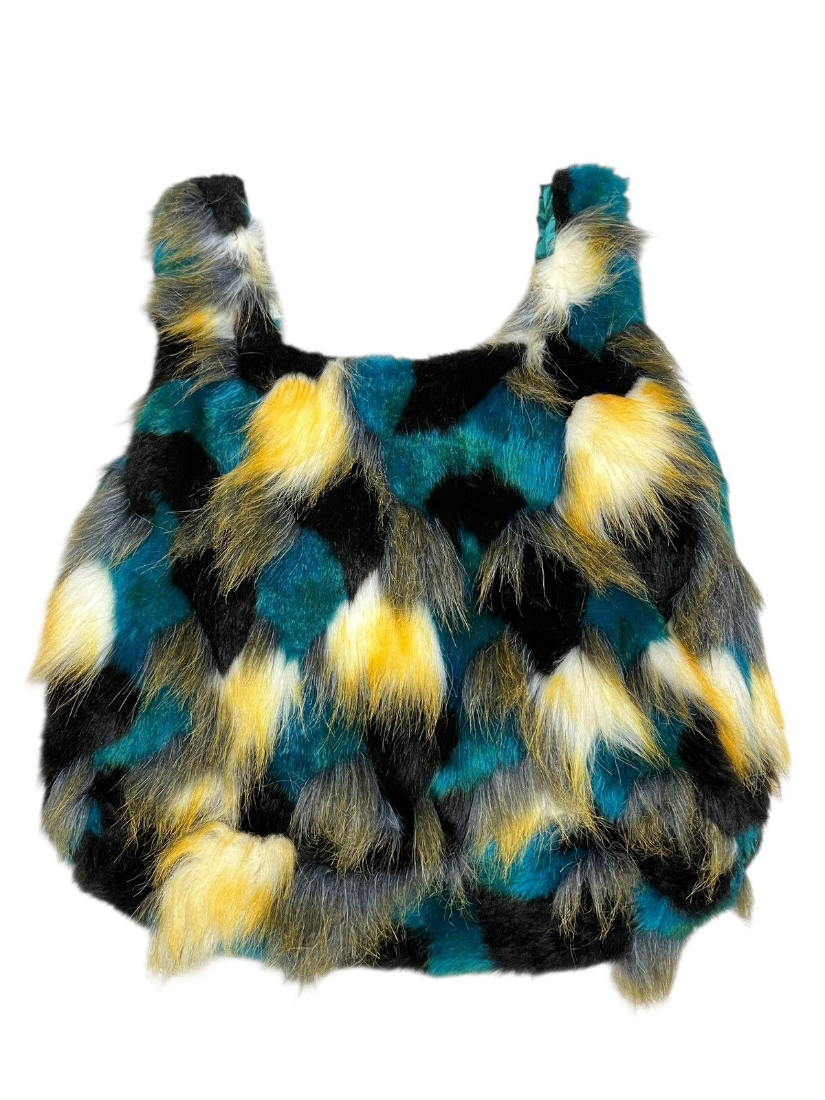 United Colors Of Benetton 🔥Benetton Faux Fur Magnetic Closure Tote Y2K LGB IF 6 9 Size ONE SIZE - 6 Thumbnail