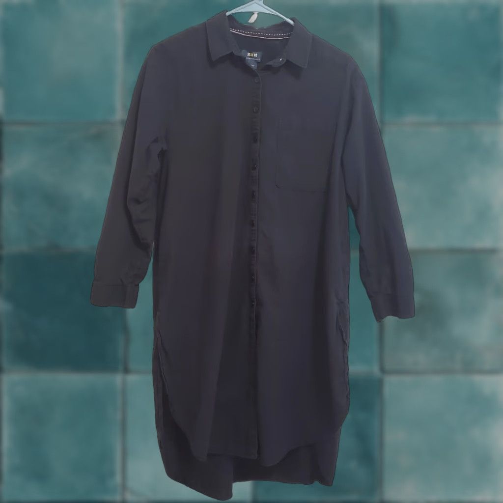 Maeve Anthropologie Shirt Dress Women S Black Midi Cotton Long Sleeve  Collared - cruiseboatoman.com