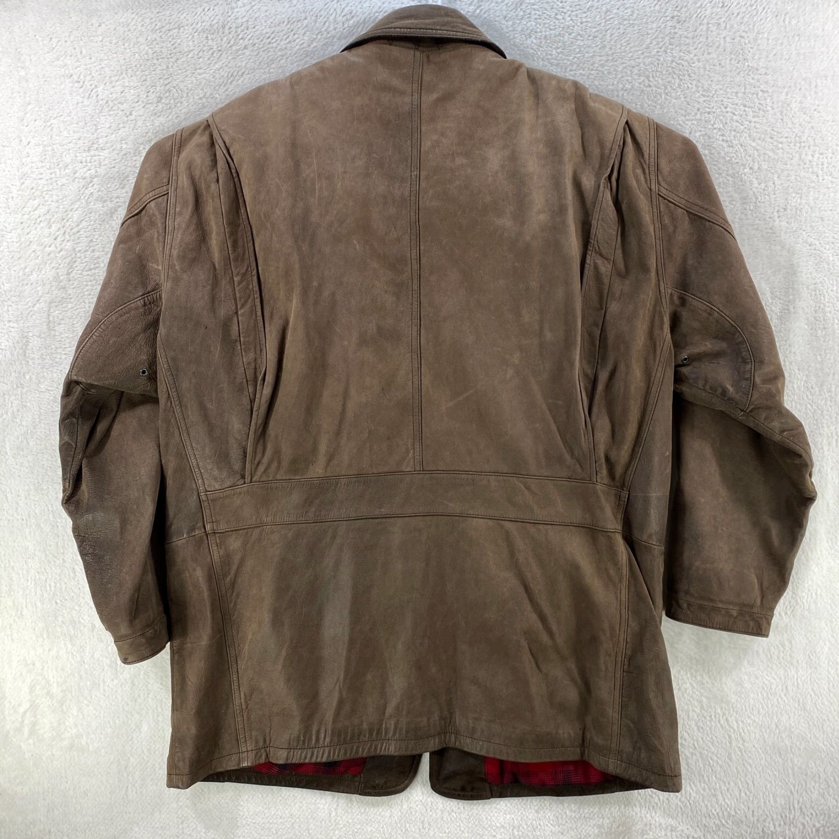 Banana Republic VINTAGE Banana Republic Brown Leather Heavy Button Up Coat Flannel Lined Large Men Coat Long Size US L / EU 52-54 / 3 - 2 Thumbnail