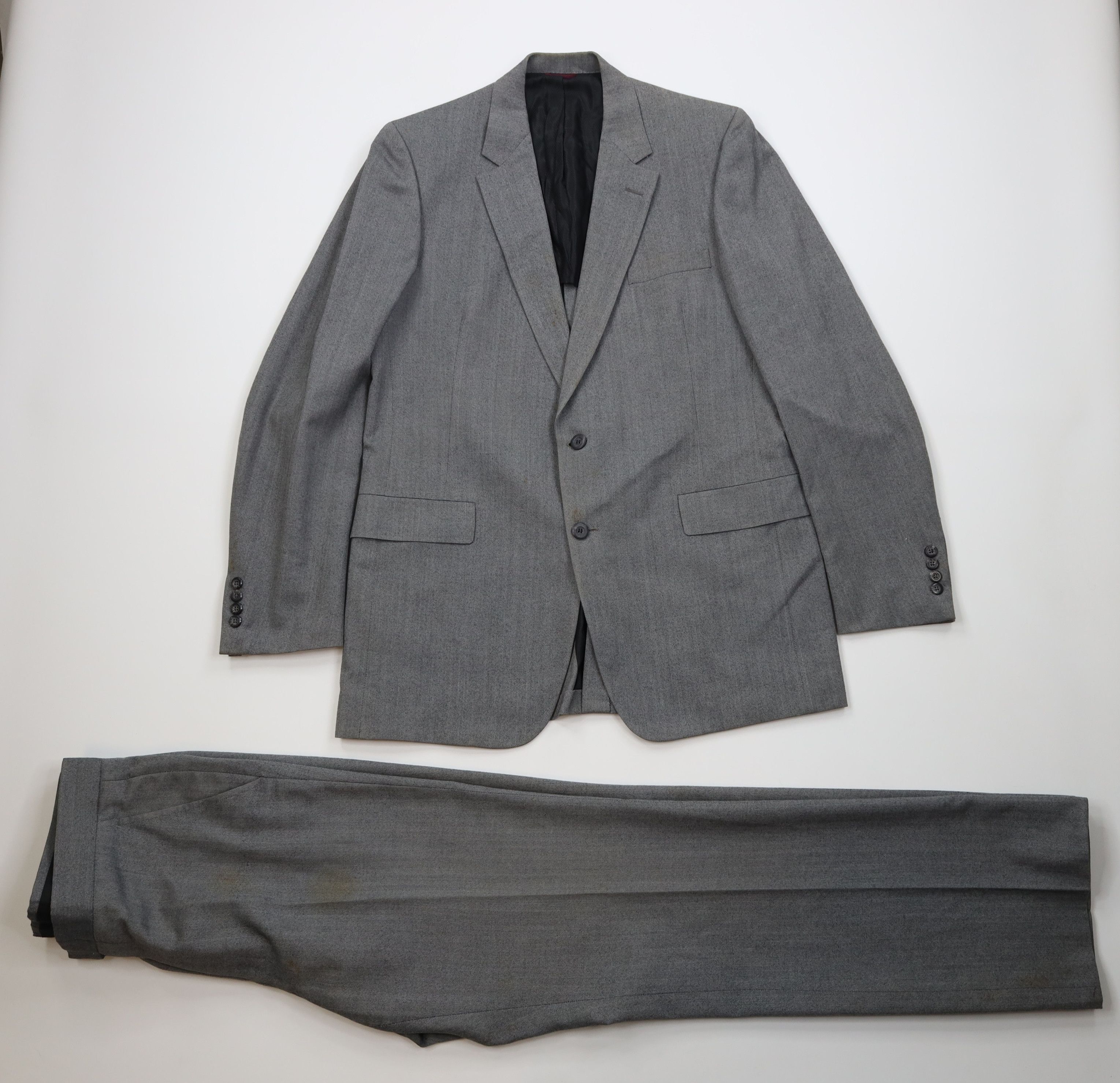 Vintage Vintage 70s Streetwear 2 Piece Wool Herringbone Suit Size 42L - 1 Thumbnail