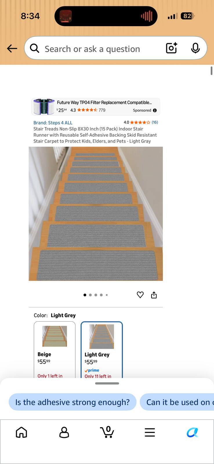 Other Stair Treads Non-Slip 15 Pack Backing Stair Runner with Reus Size ONE SIZE - 1 Preview
