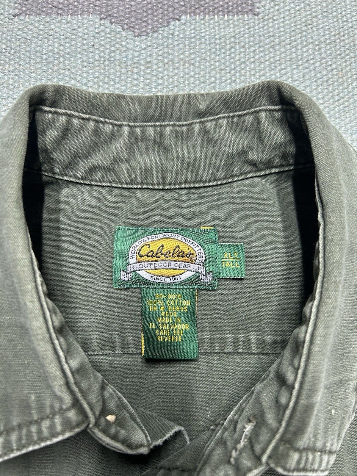 Vintage Vtg cabelas button shirt canvas cotton army green XL tall Size US XL / EU 56 / 4 - 6 Thumbnail