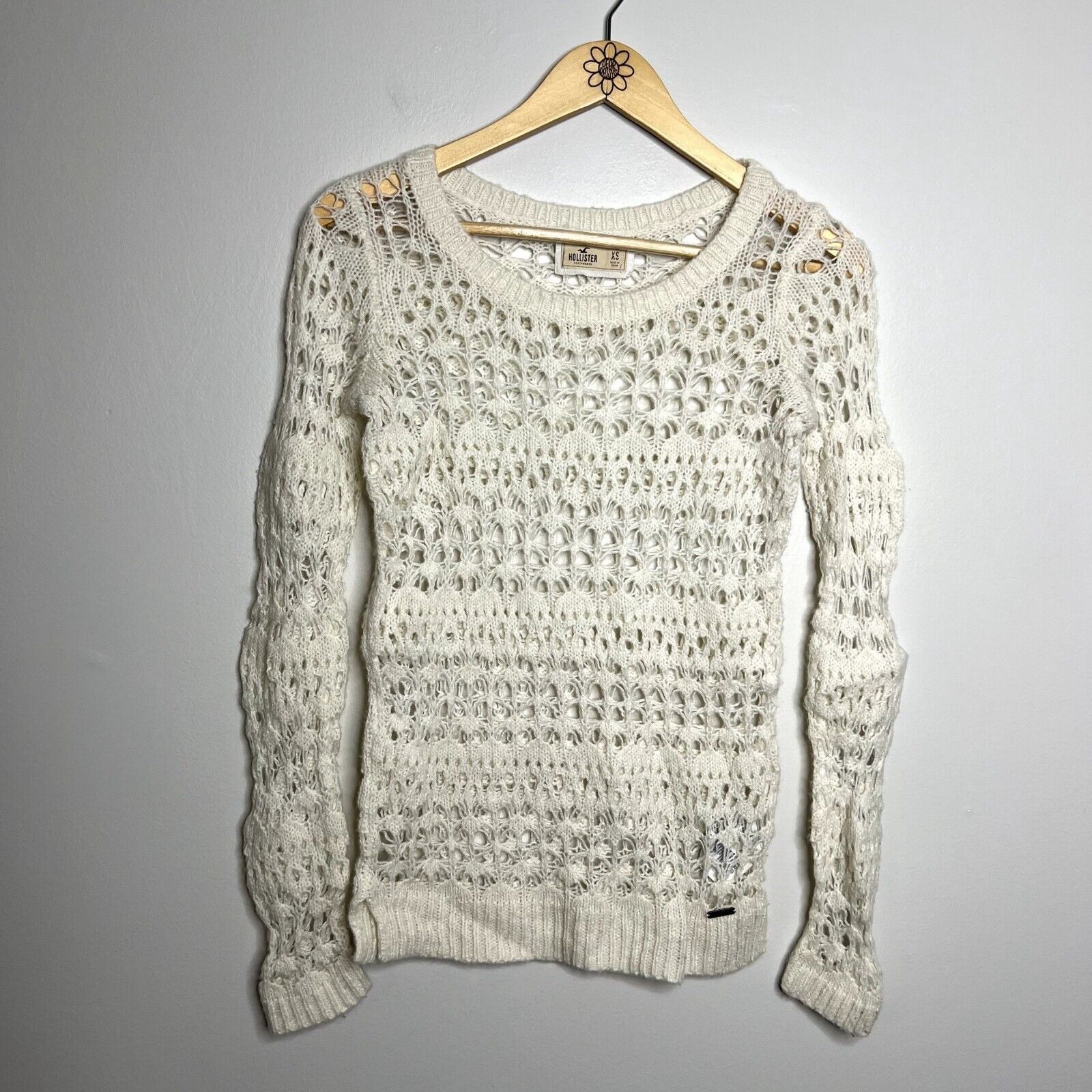 Hollister Hollister Wool Cream Knitted Crewneck Sweater Size XS / US 0-2 / IT 36-38 - 4 Thumbnail
