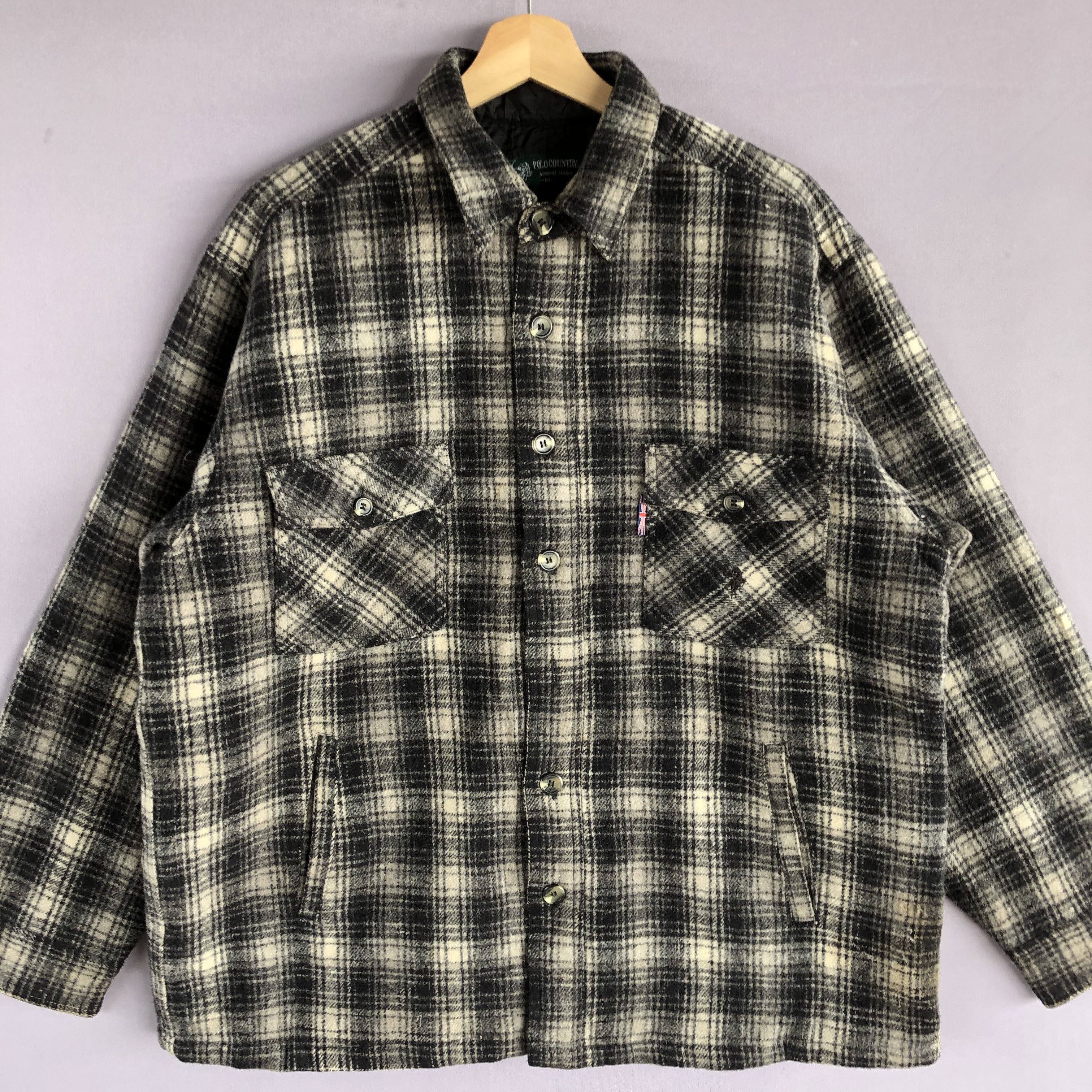 Japanese Brand × Vintage Vintage Polo Country Wool Jacket Shirts Tartan Button Ups Size US L / EU 52-54 / 3 - 4 Thumbnail