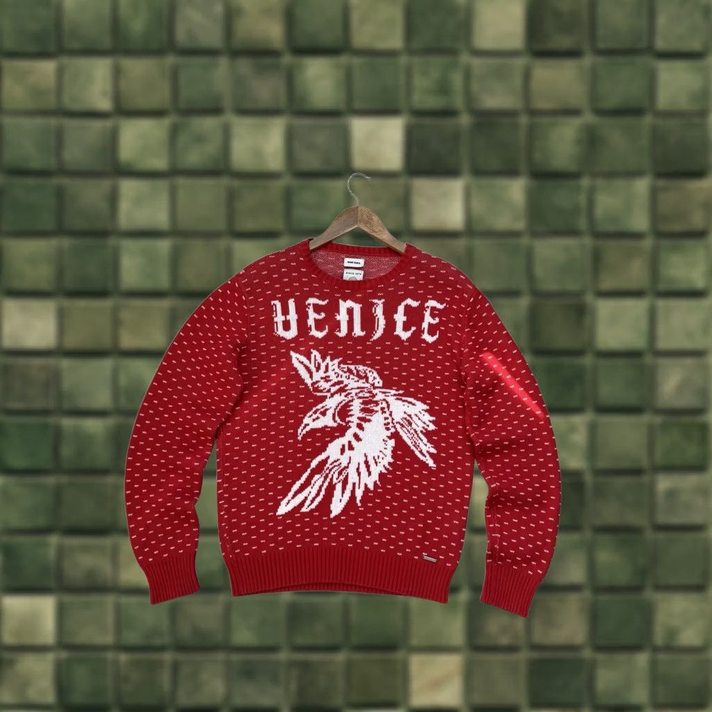 Diesel VINTAGE Diesel Venice Rare Sweater Men’s Pullover Eagle Red White Cotton M Crew Neck Knit Pullover Diesel Venice City 90s Mens Size US M / EU 48-50 / 2 - 1 Thumbnail