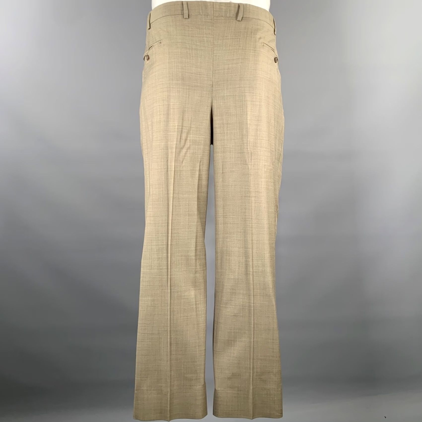 Vintage BELVEST Suit Khaki Brown Woven Wool Notch Lapel Size 44 Mens Size 38R - 5 Thumbnail
